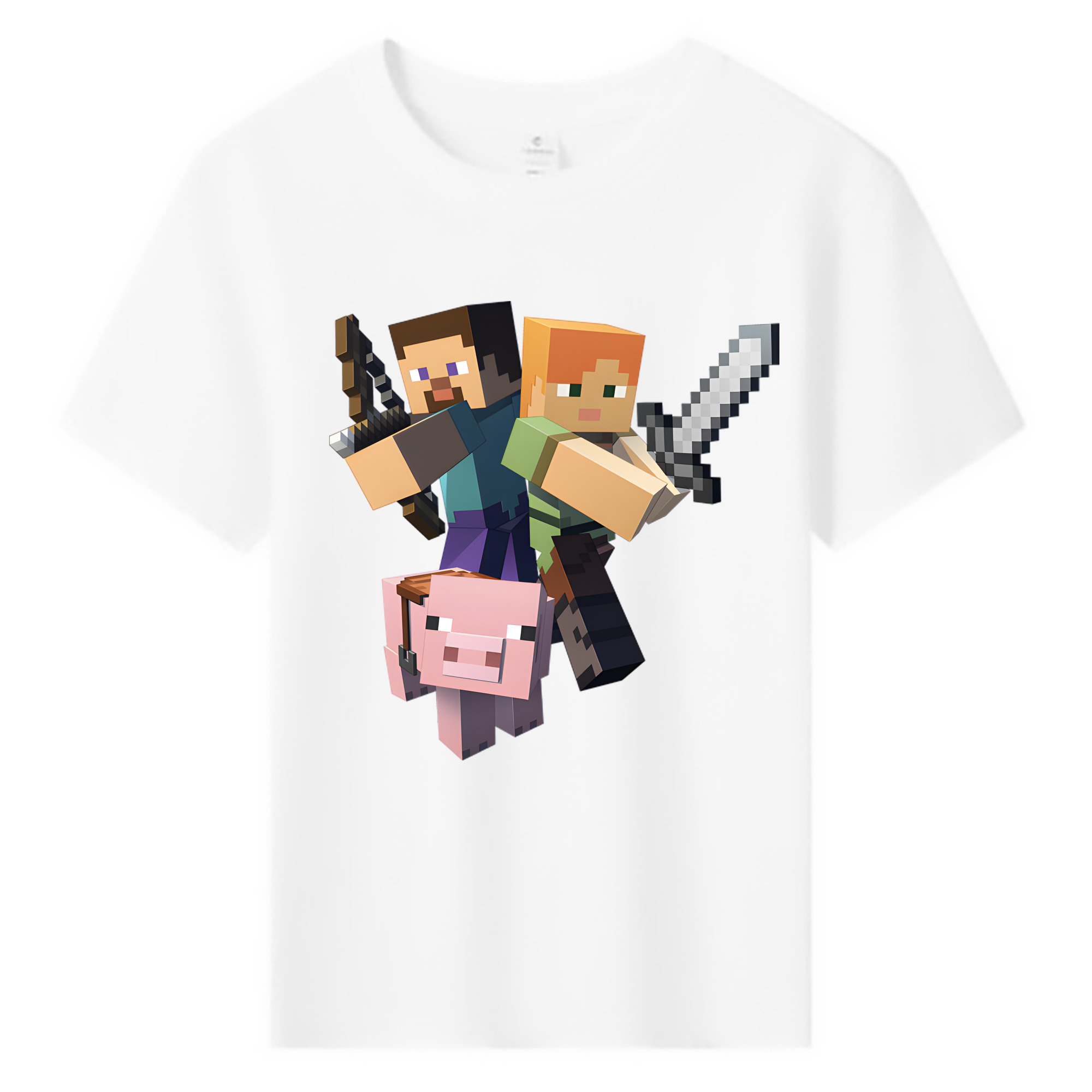 （画像用） マインクラフト ブロックの世界 Minecraft MC Block world 綿100％キッズTシャツ（フロントプリント）