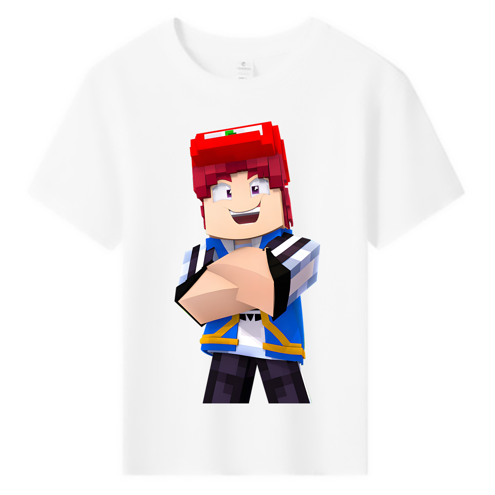 （画像用） マインクラフト ブロックの世界 Minecraft MC Block world 綿100％キッズTシャツ（フロントプリント）
