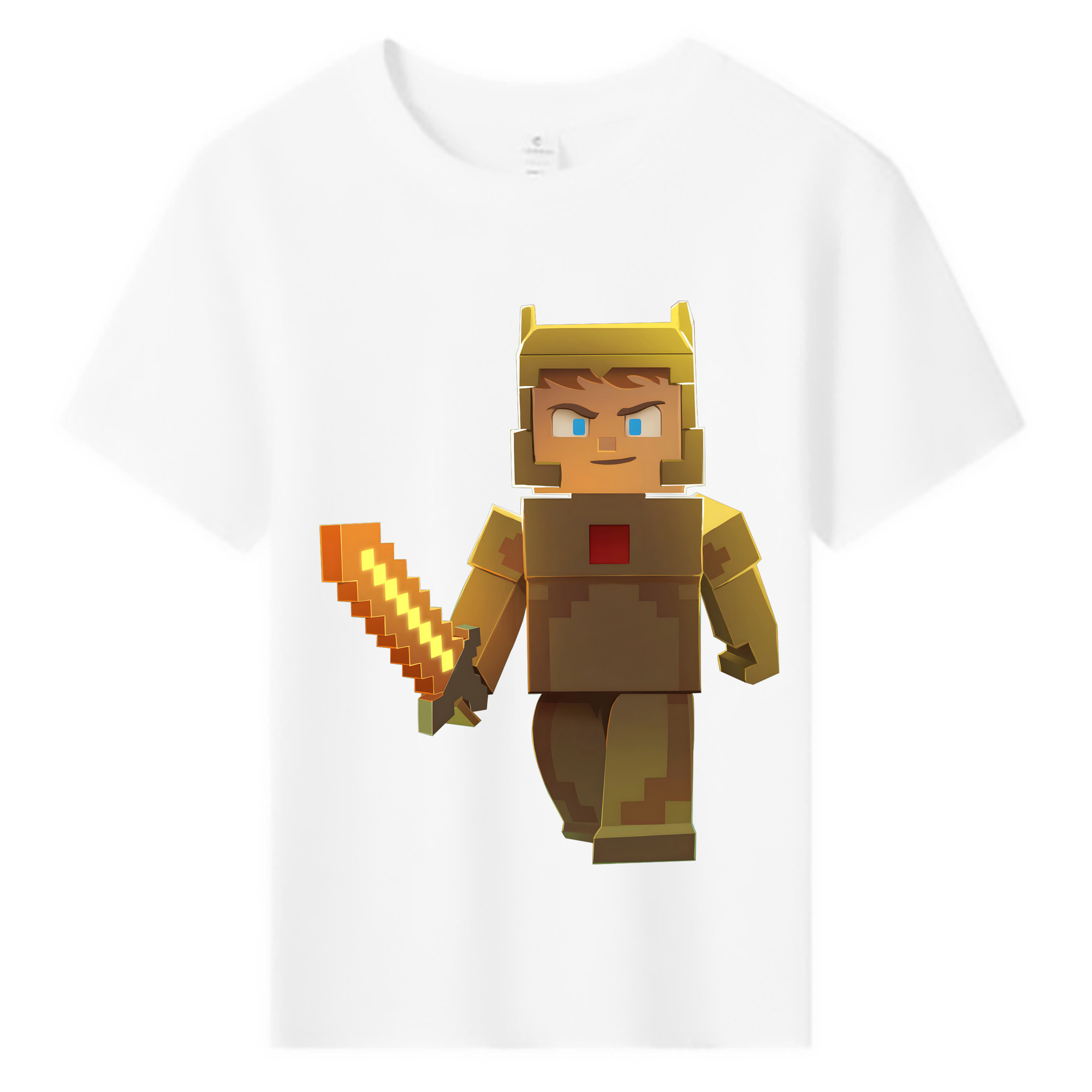 （画像用） マインクラフト ブロックの世界 Minecraft MC Block world 綿100％キッズTシャツ（フロントプリント）