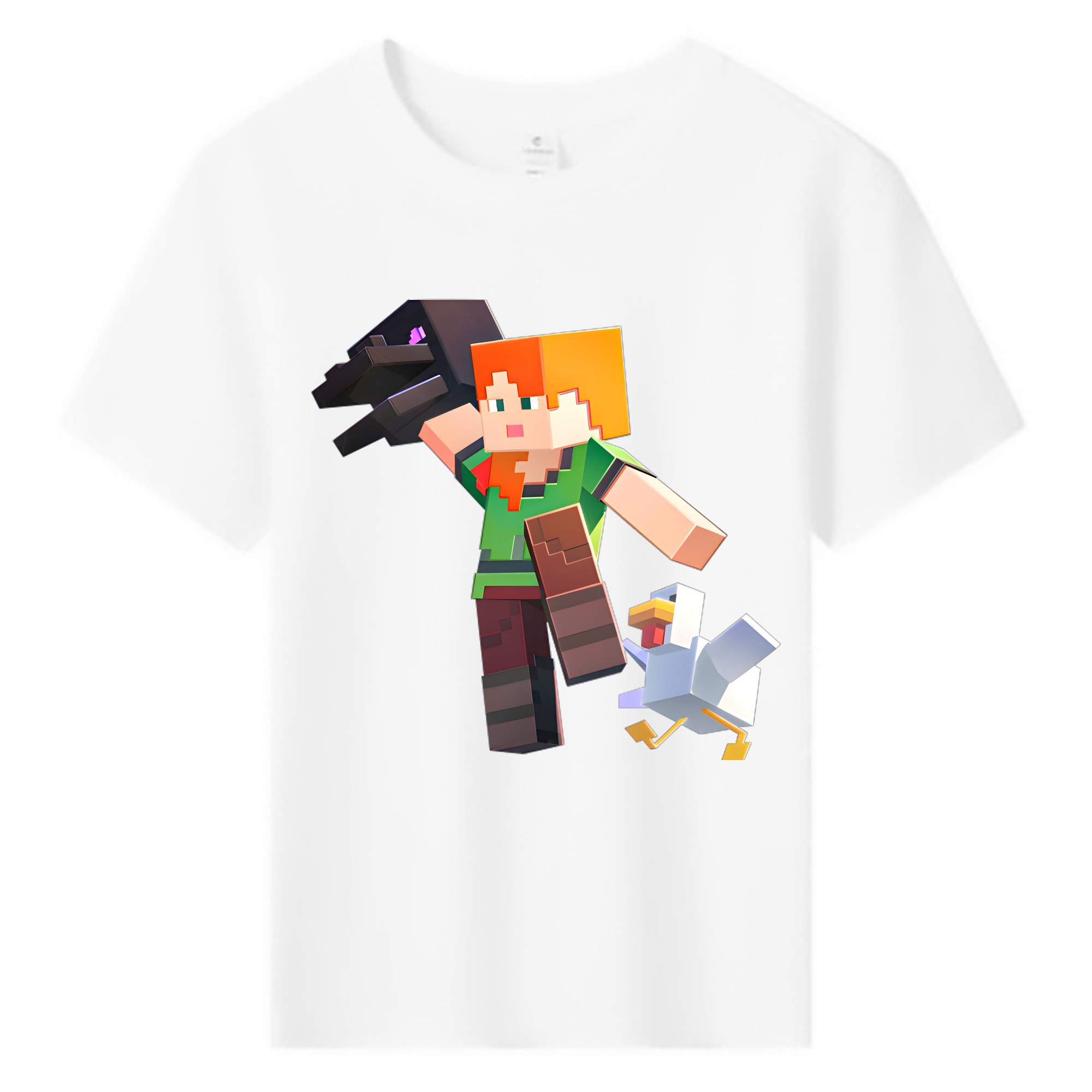 （画像用） マインクラフト ブロックの世界 Minecraft MC Block world 綿100％キッズTシャツ（フロントプリント）