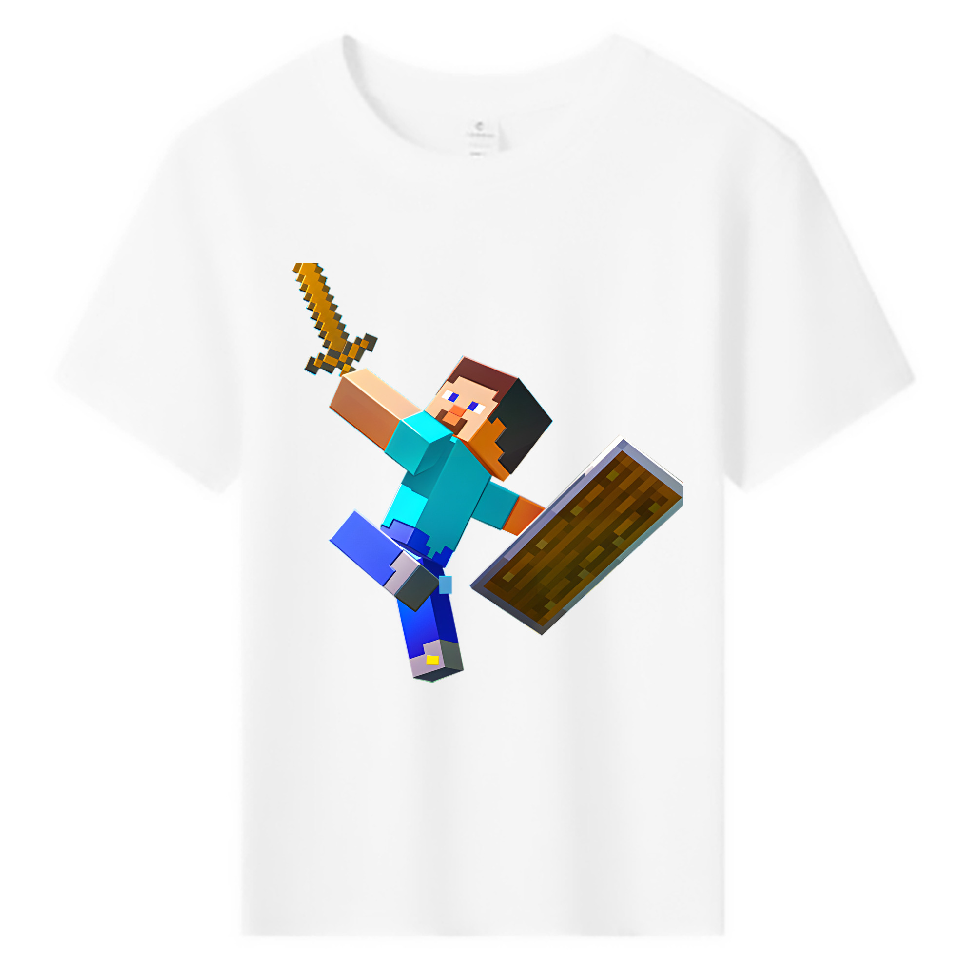 （画像用） マインクラフト ブロックの世界 Minecraft MC Block world 綿100％キッズTシャツ（フロントプリント）