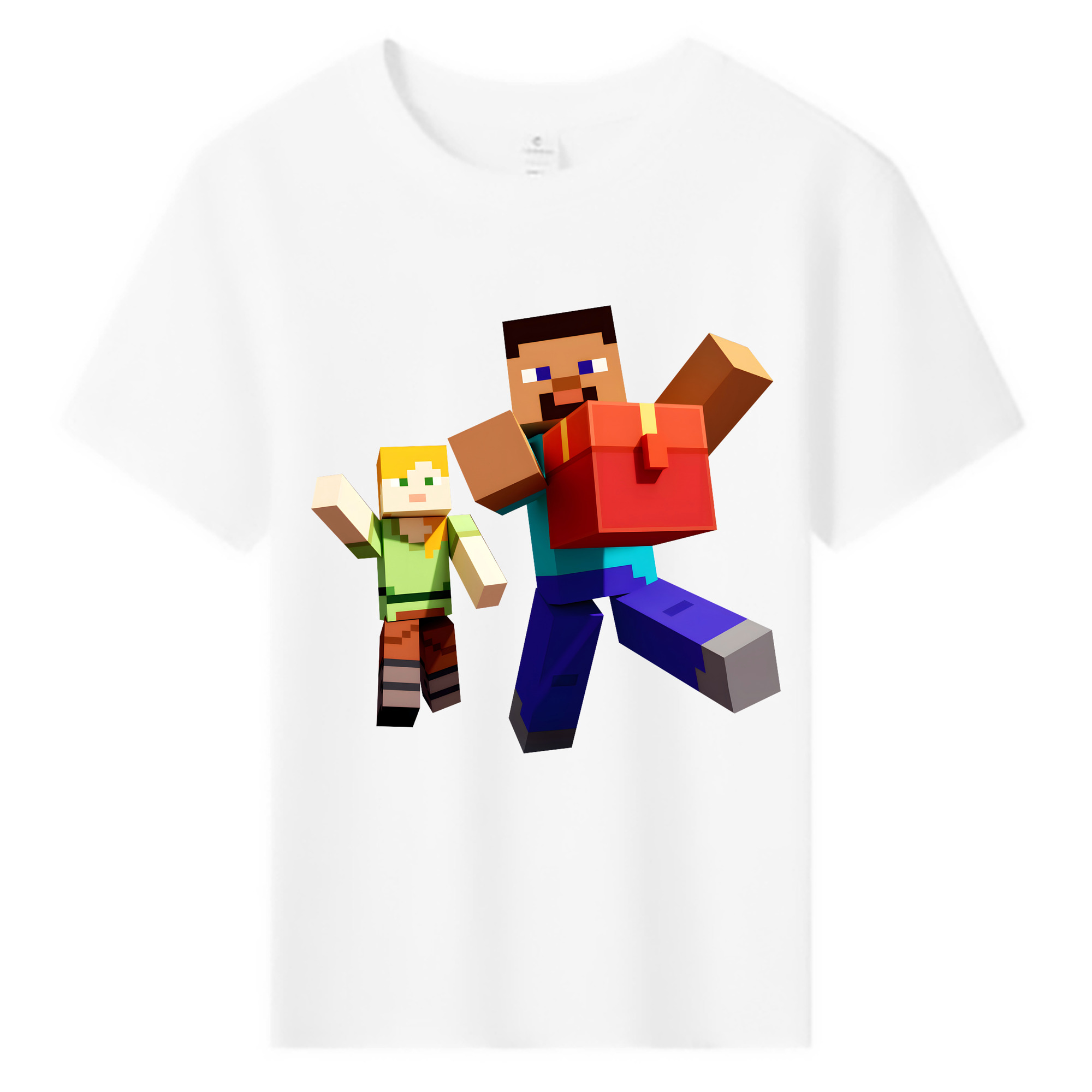 （画像用） マインクラフト ブロックの世界 Minecraft MC Block world 綿100％キッズTシャツ（フロントプリント）