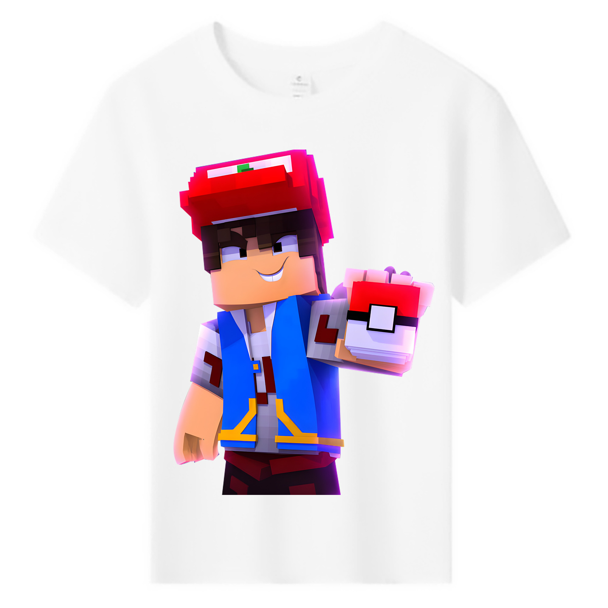 （画像用） マインクラフト ブロックの世界 Minecraft MC Block world 綿100％キッズTシャツ（フロントプリント）