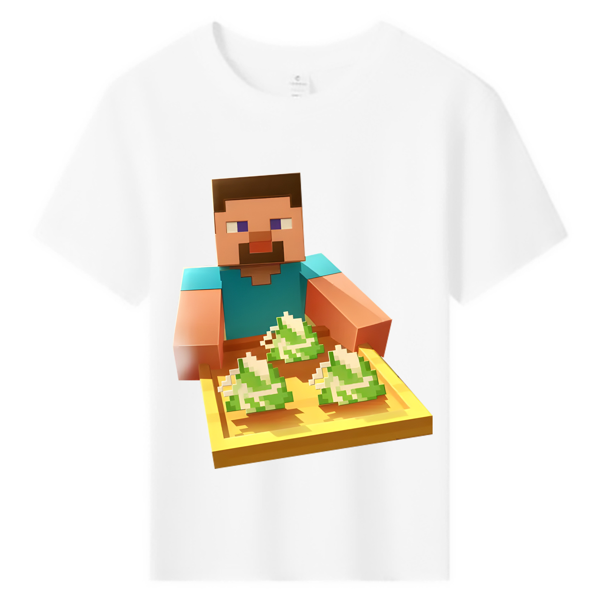 （画像用） マインクラフト ブロックの世界 Minecraft MC Block world 綿100％キッズTシャツ（フロントプリント）