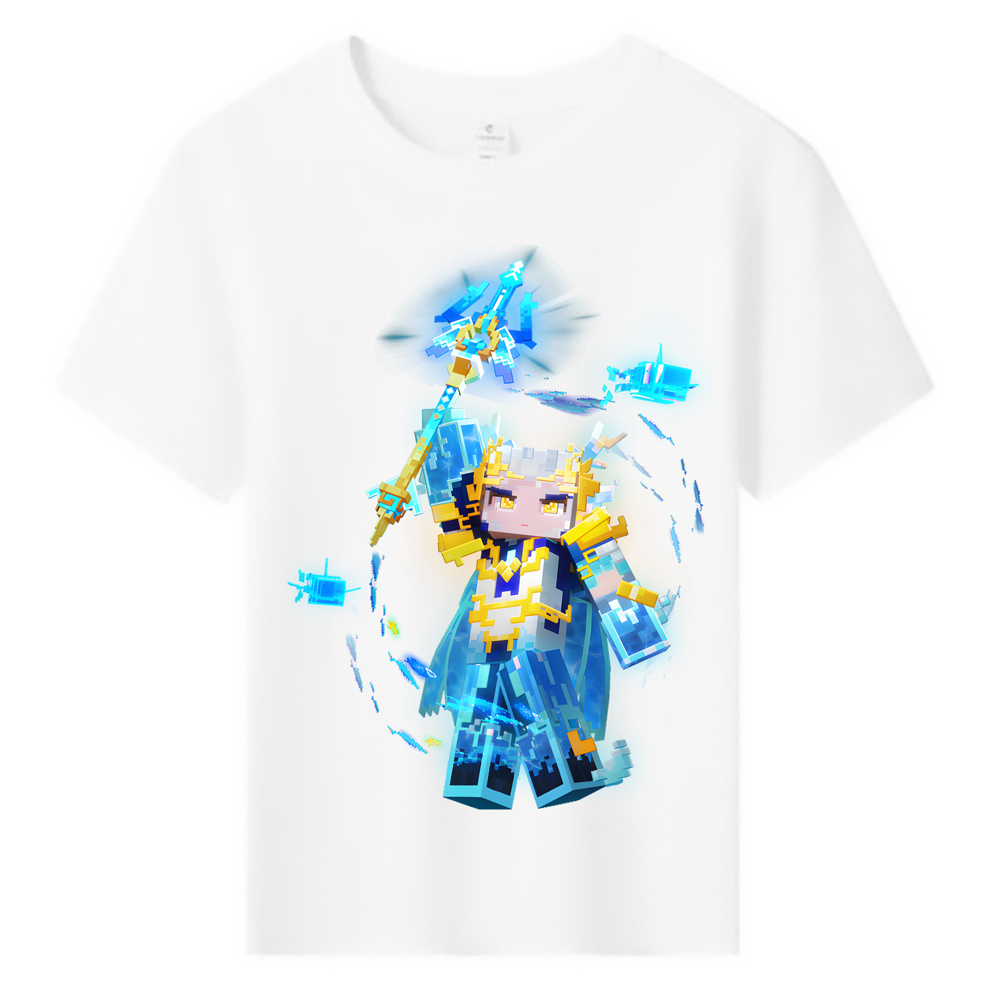 （画像用） マインクラフト ブロックの世界 Minecraft MC Block world 綿100％キッズTシャツ（フロントプリント）