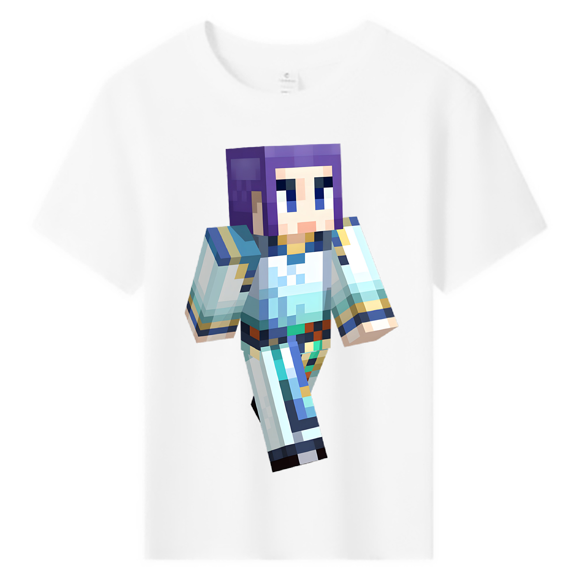 （画像用） マインクラフト ブロックの世界 Minecraft MC Block world 綿100％キッズTシャツ（フロントプリント）