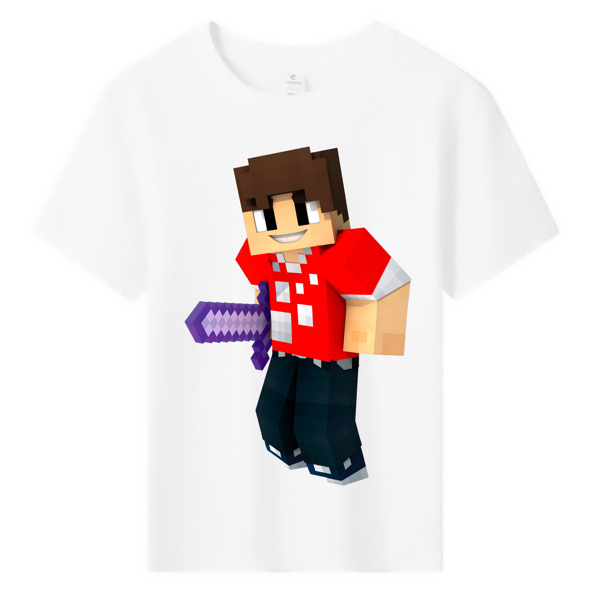 （画像用） マインクラフト ブロックの世界 Minecraft MC Block world 綿100％キッズTシャツ（フロントプリント）