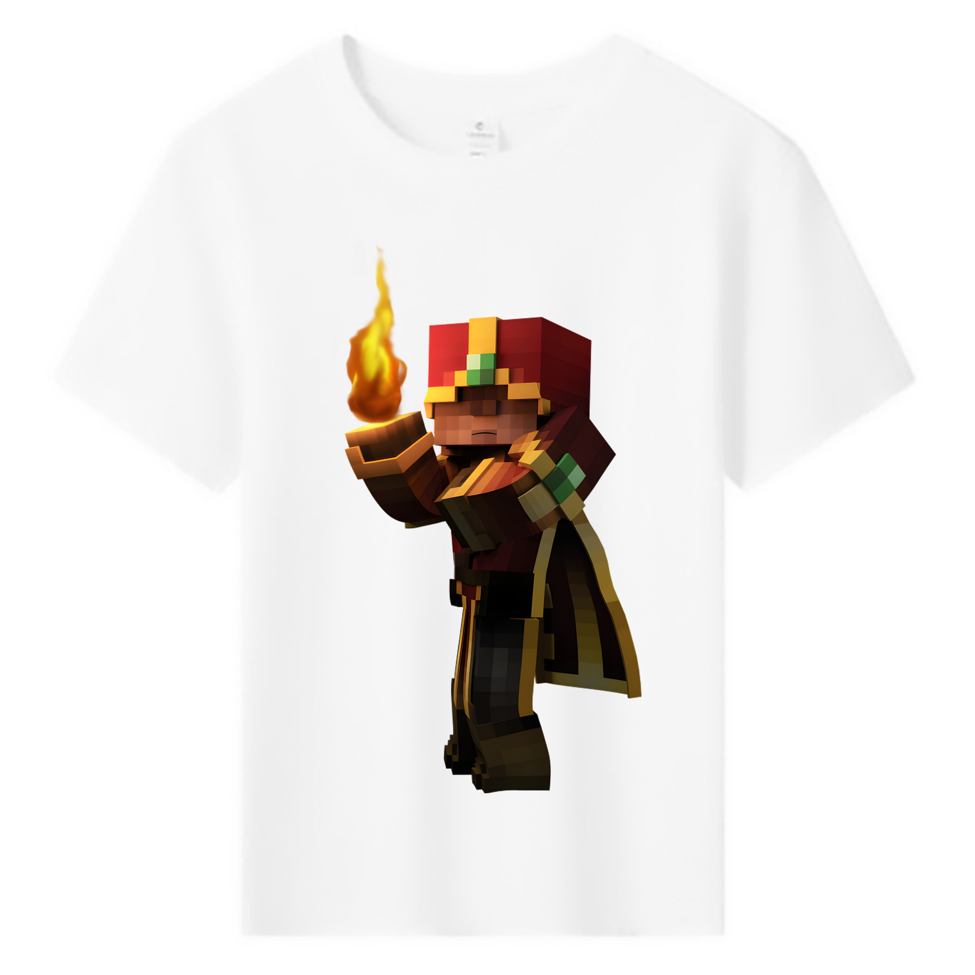 （画像用） マインクラフト ブロックの世界 Minecraft MC Block world 綿100％キッズTシャツ（フロントプリント）