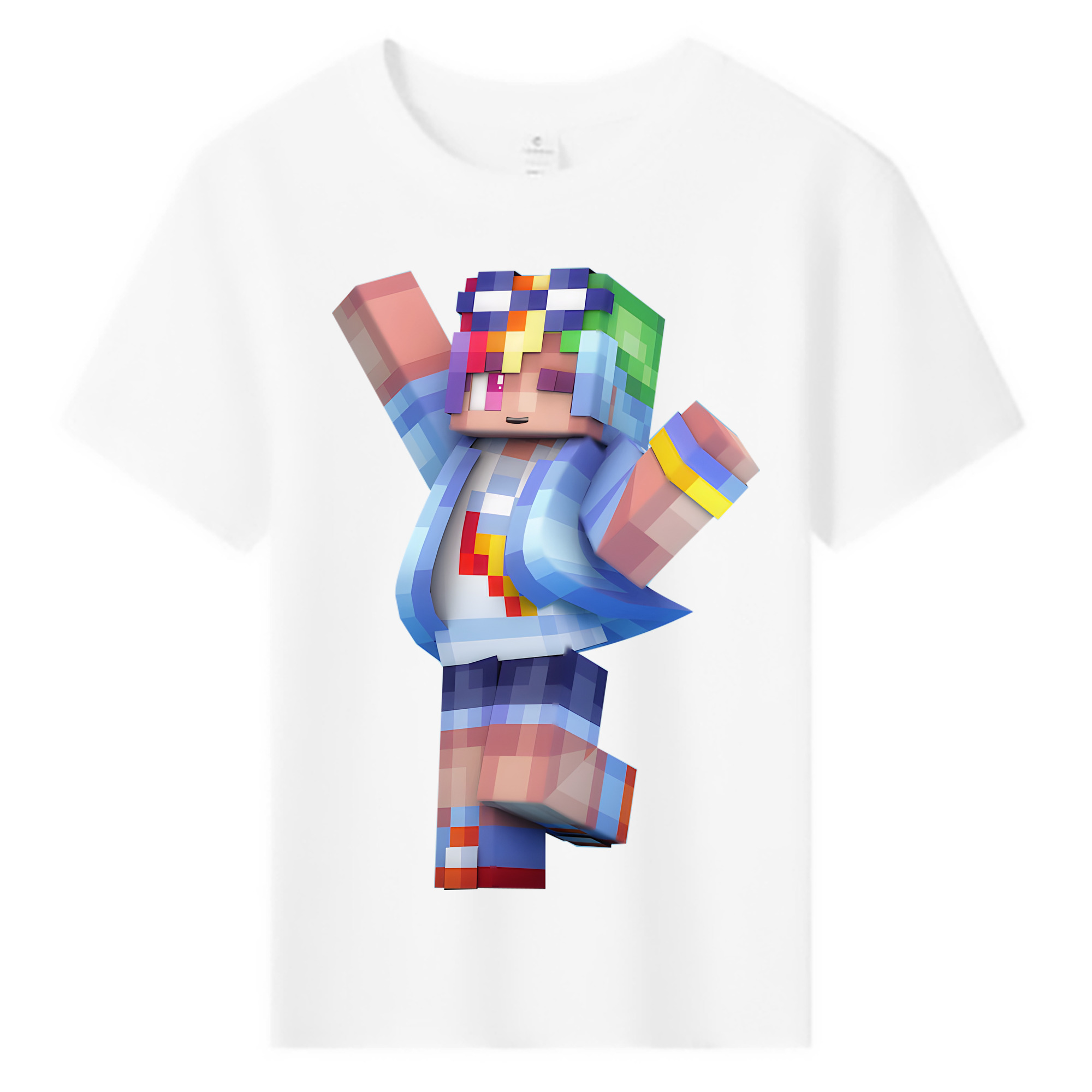 （画像用） マインクラフト ブロックの世界 Minecraft MC Block world 綿100％キッズTシャツ（フロントプリント）