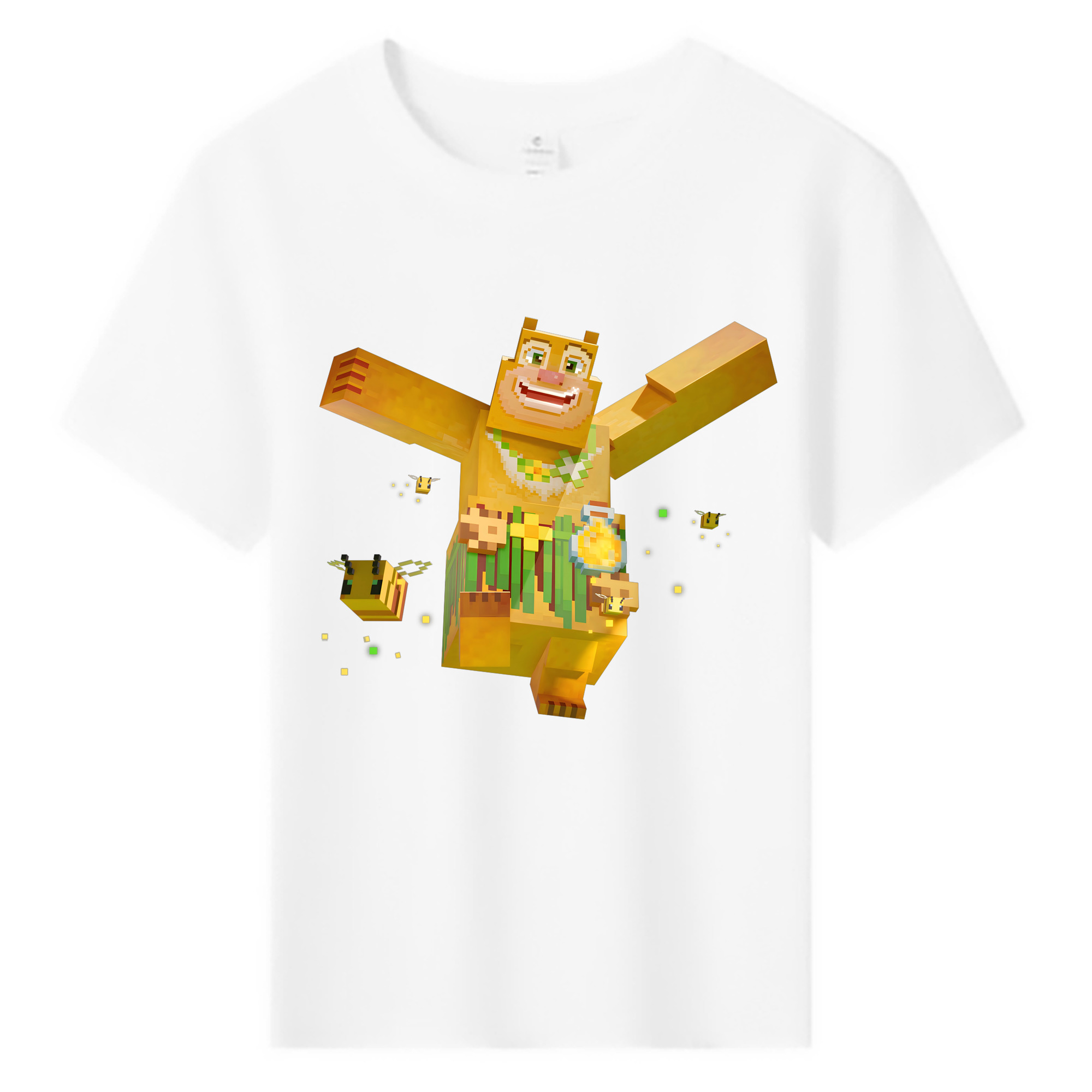 （画像用） マインクラフト ブロックの世界 Minecraft MC Block world 綿100％キッズTシャツ（フロントプリント）