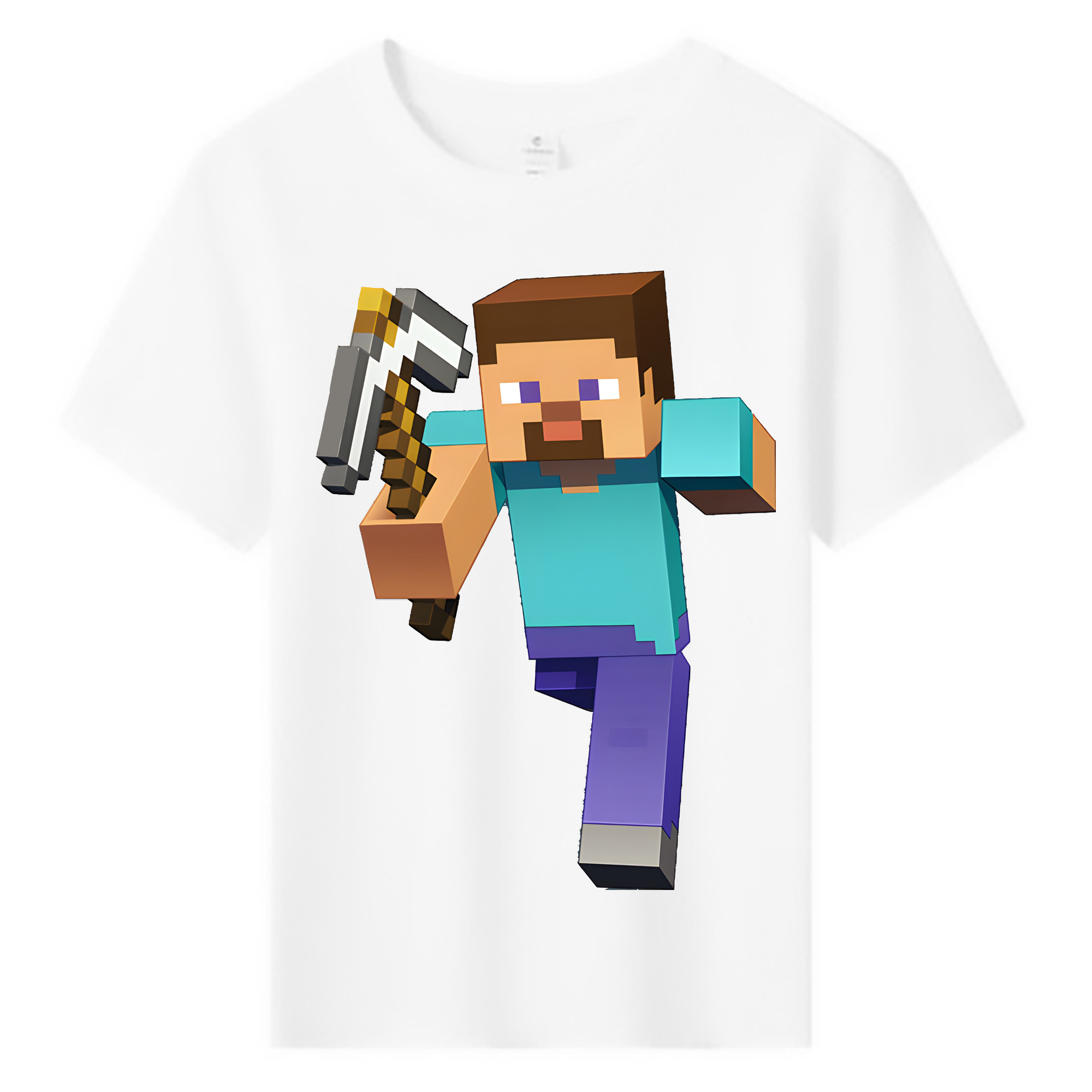 （画像用） マインクラフト ブロックの世界 Minecraft MC Block world 綿100％キッズTシャツ（フロントプリント）