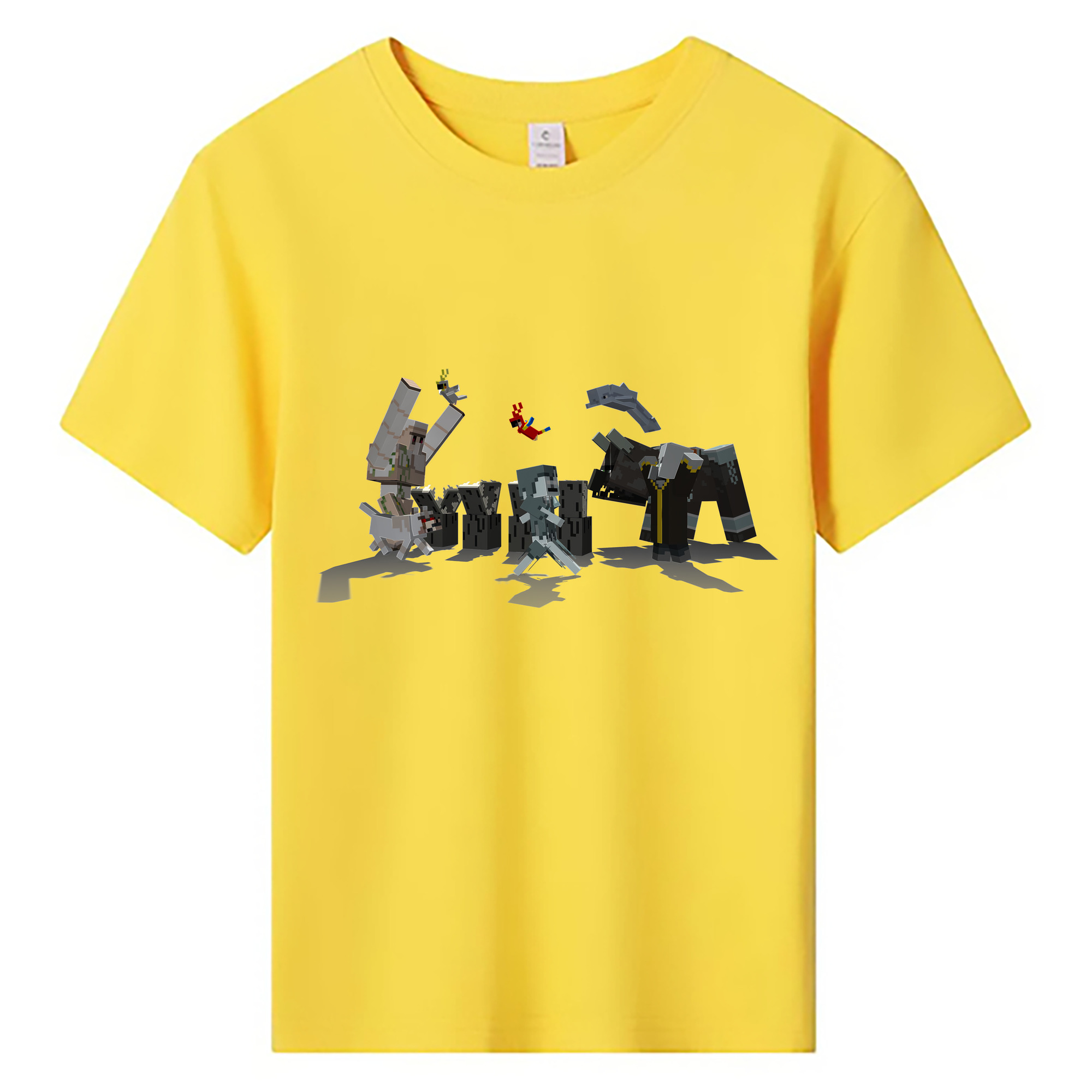 （画像用） マインクラフト ブロックの世界 Minecraft MC Block world 綿100％キッズTシャツ（フロントプリント）