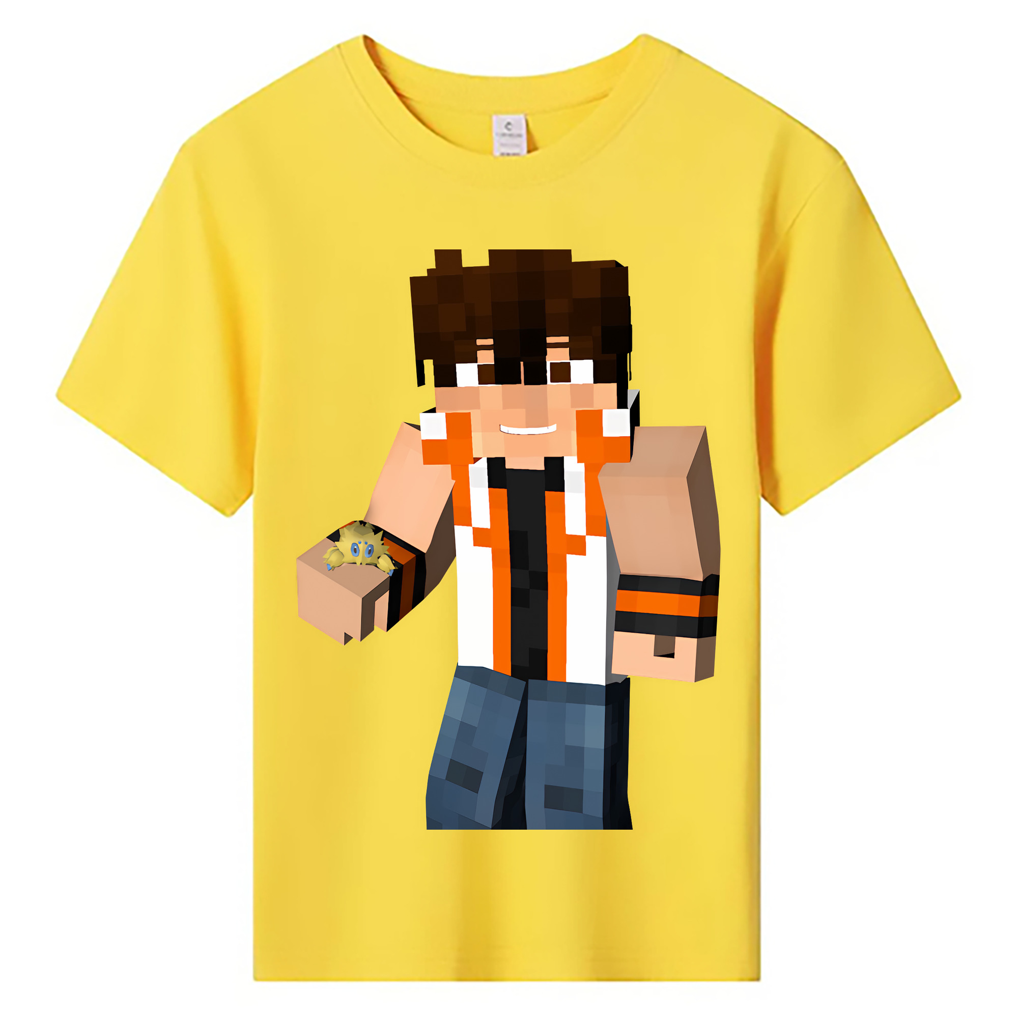 （画像用） マインクラフト ブロックの世界 Minecraft MC Block world 綿100％キッズTシャツ（フロントプリント）