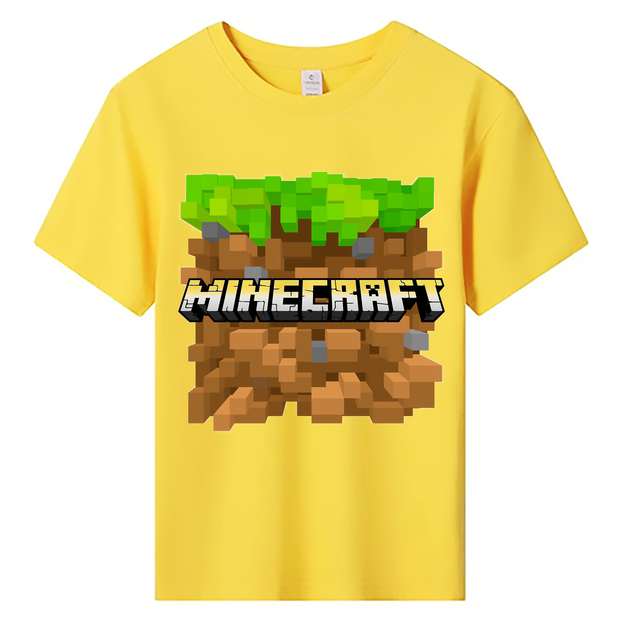 （画像用） マインクラフト ブロックの世界 Minecraft MC Block world 綿100％キッズTシャツ（フロントプリント）