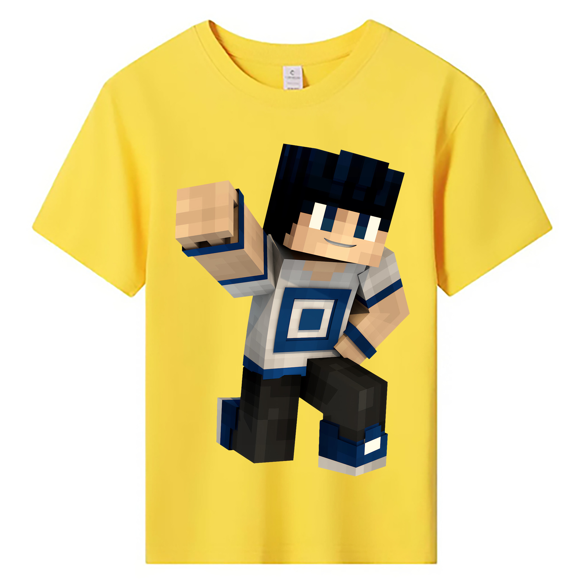 （画像用） マインクラフト ブロックの世界 Minecraft MC Block world 綿100％キッズTシャツ（フロントプリント）