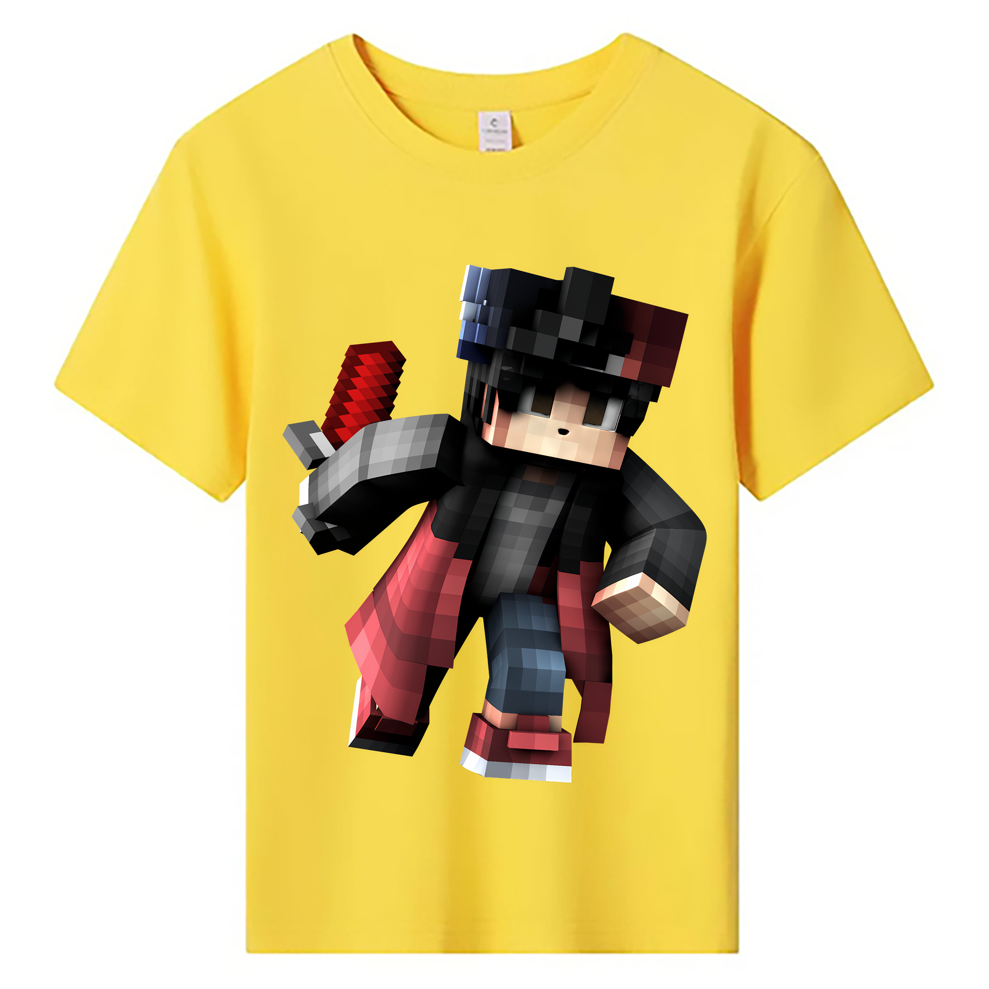 （画像用） マインクラフト ブロックの世界 Minecraft MC Block world 綿100％キッズTシャツ（フロントプリント）