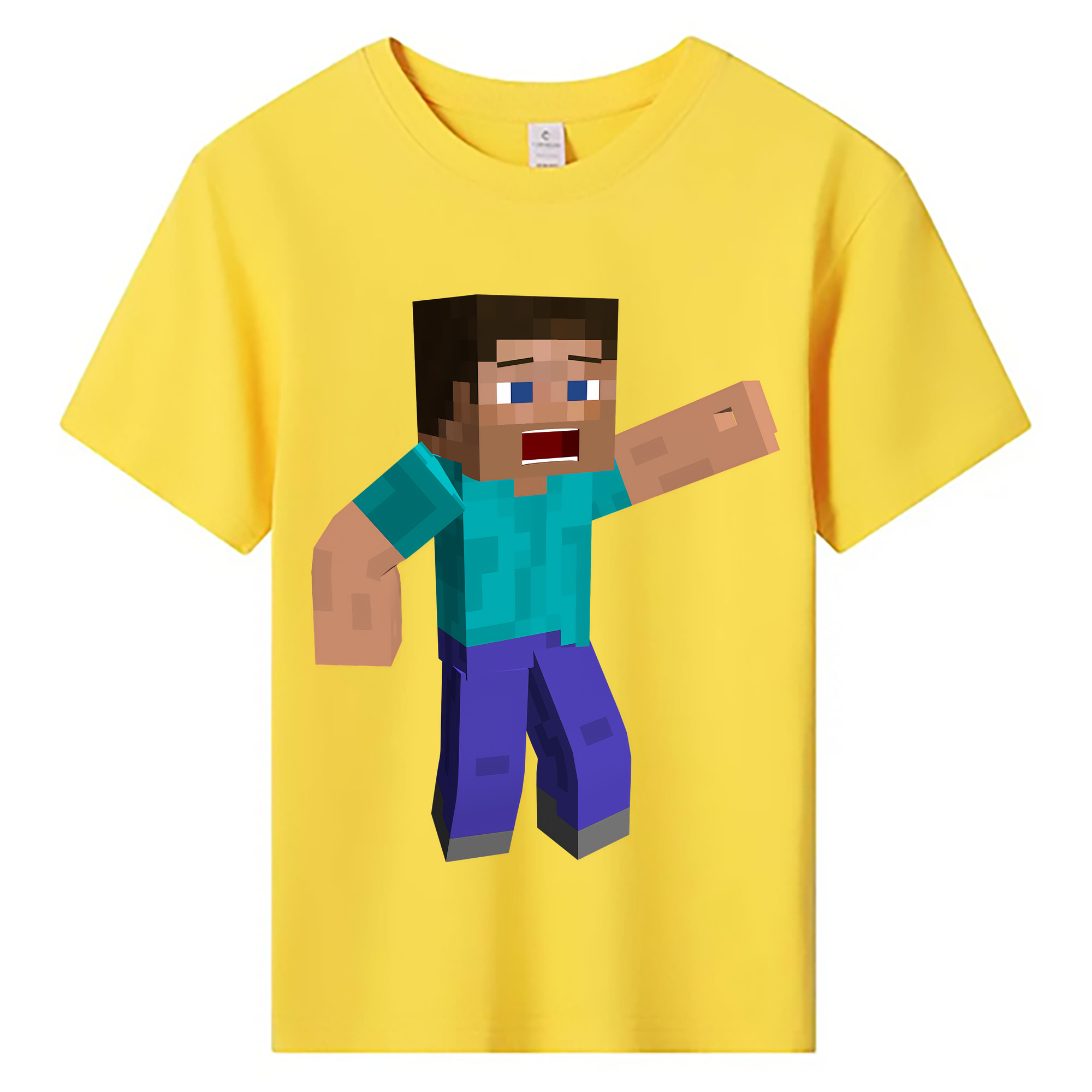 （画像用） マインクラフト ブロックの世界 Minecraft MC Block world 綿100％キッズTシャツ（フロントプリント）