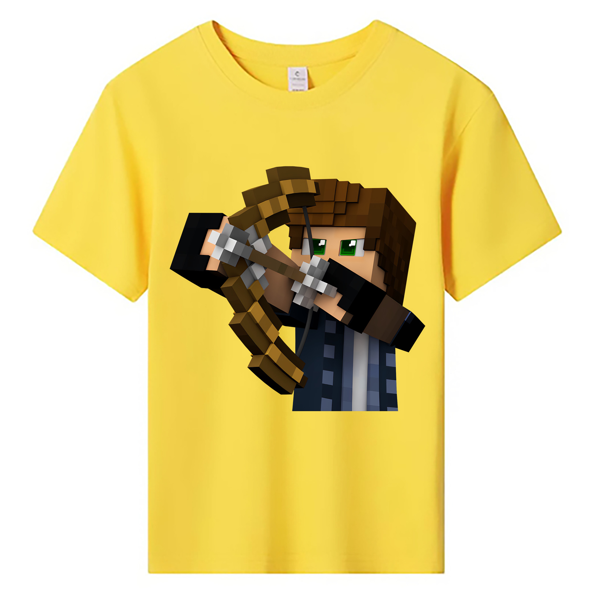 （画像用） マインクラフト ブロックの世界 Minecraft MC Block world 綿100％キッズTシャツ（フロントプリント）