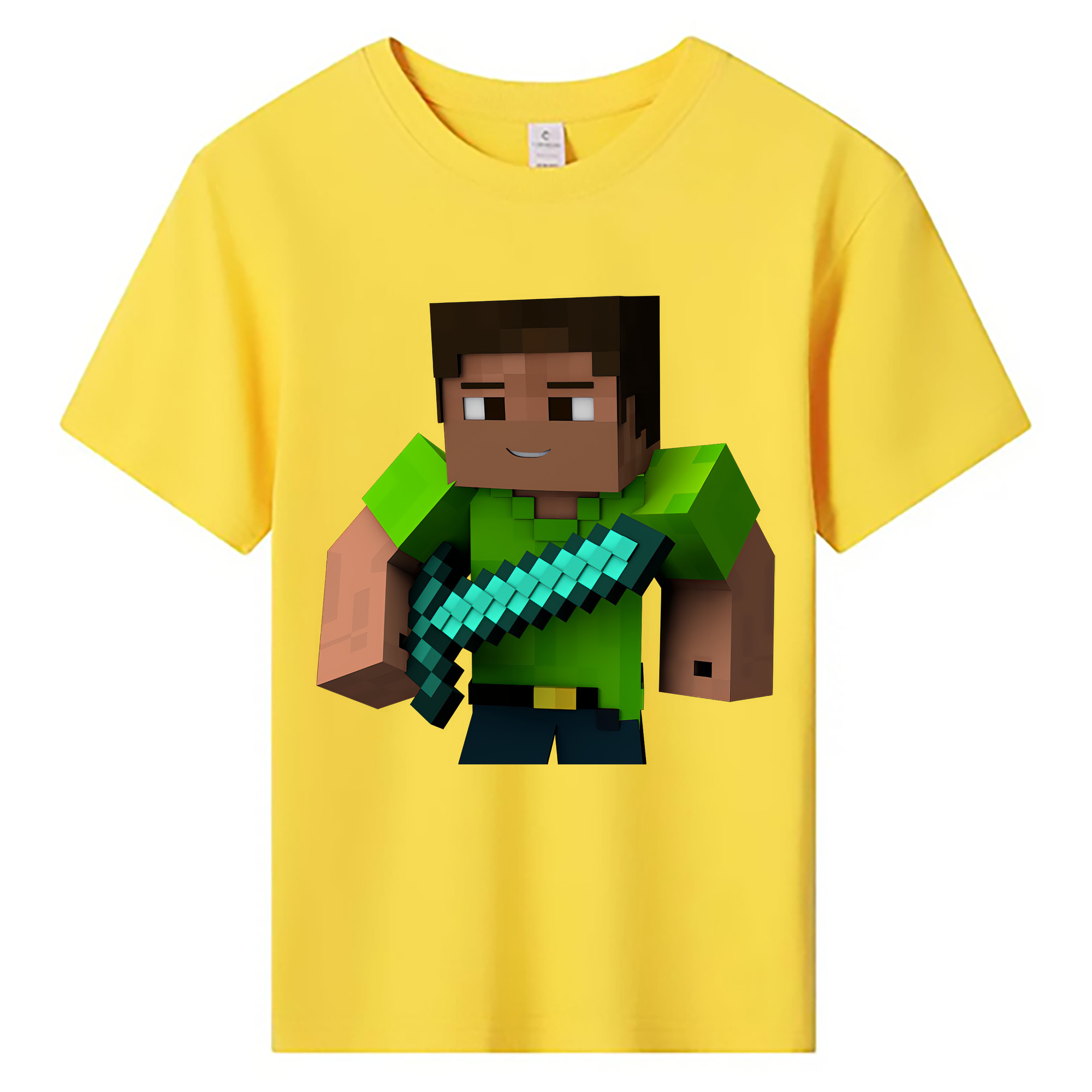 （画像用） マインクラフト ブロックの世界 Minecraft MC Block world 綿100％キッズTシャツ（フロントプリント）