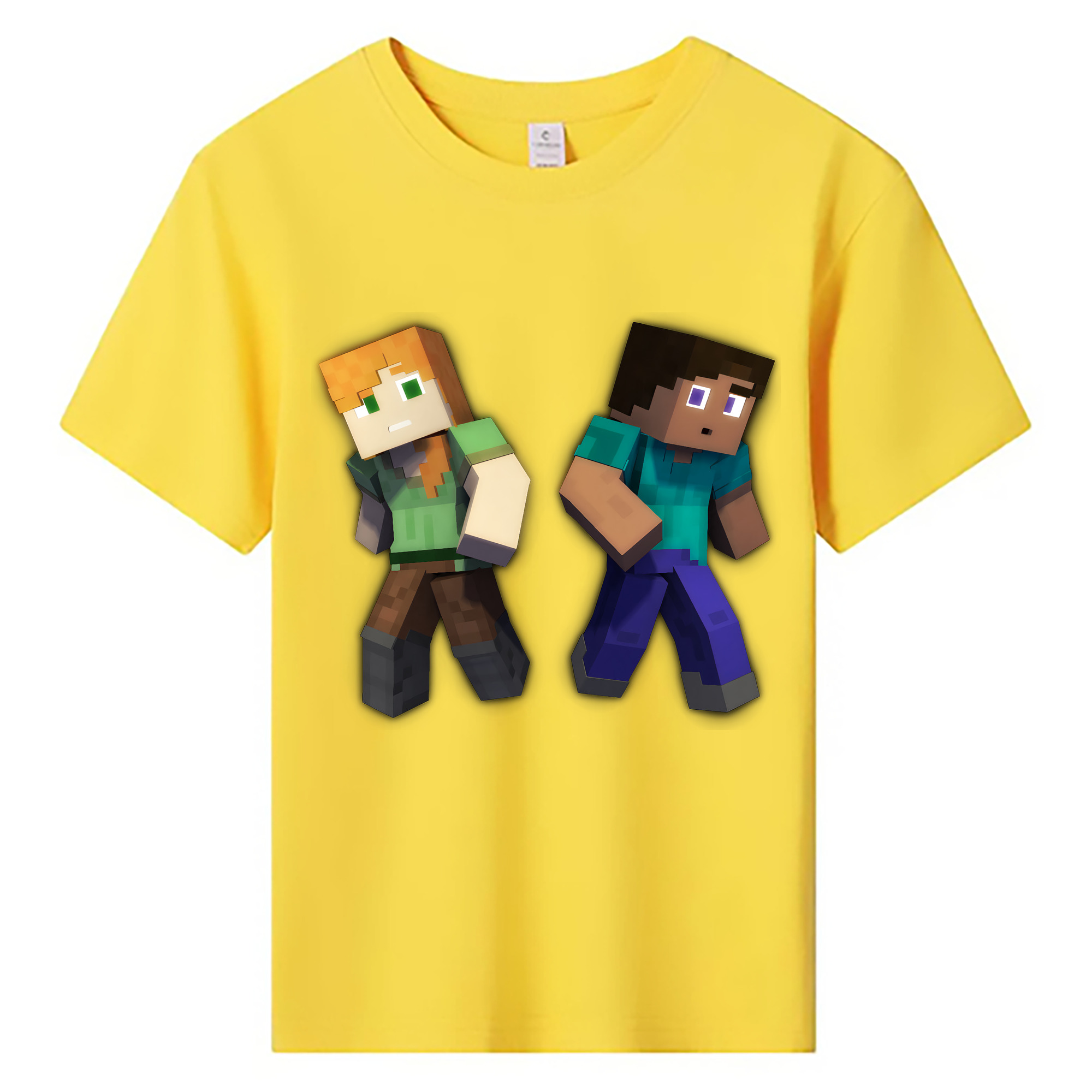 （画像用） マインクラフト ブロックの世界 Minecraft MC Block world 綿100％キッズTシャツ（フロントプリント）
