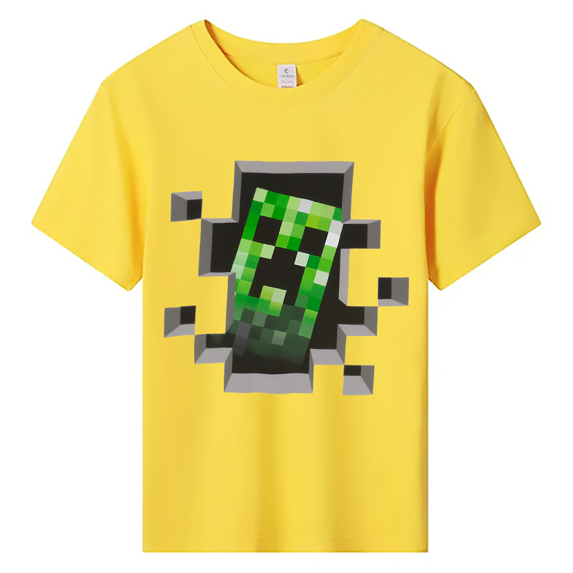 （画像用） マインクラフト ブロックの世界 Minecraft MC Block world 綿100％キッズTシャツ（フロントプリント）