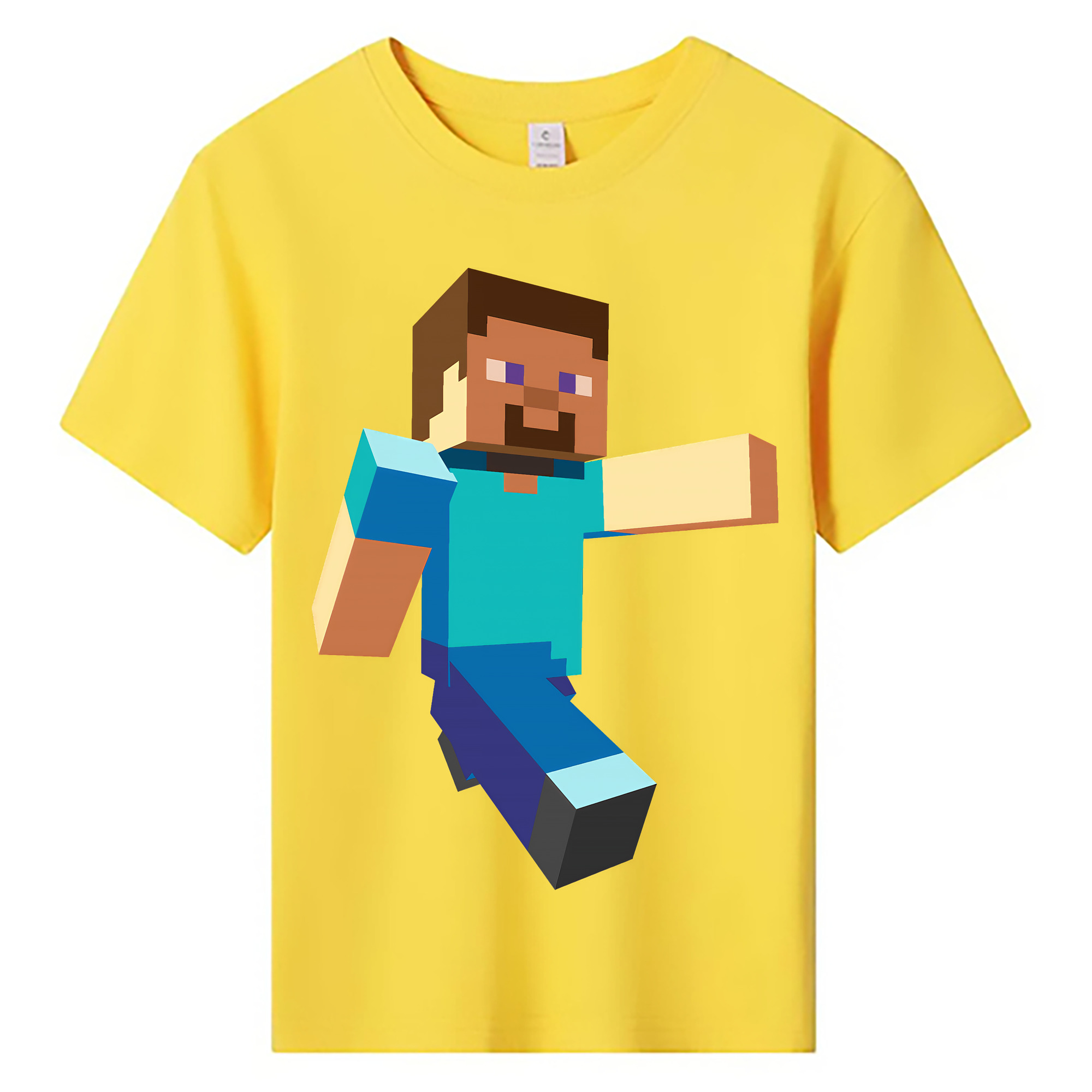 （画像用） マインクラフト ブロックの世界 Minecraft MC Block world 綿100％キッズTシャツ（フロントプリント）