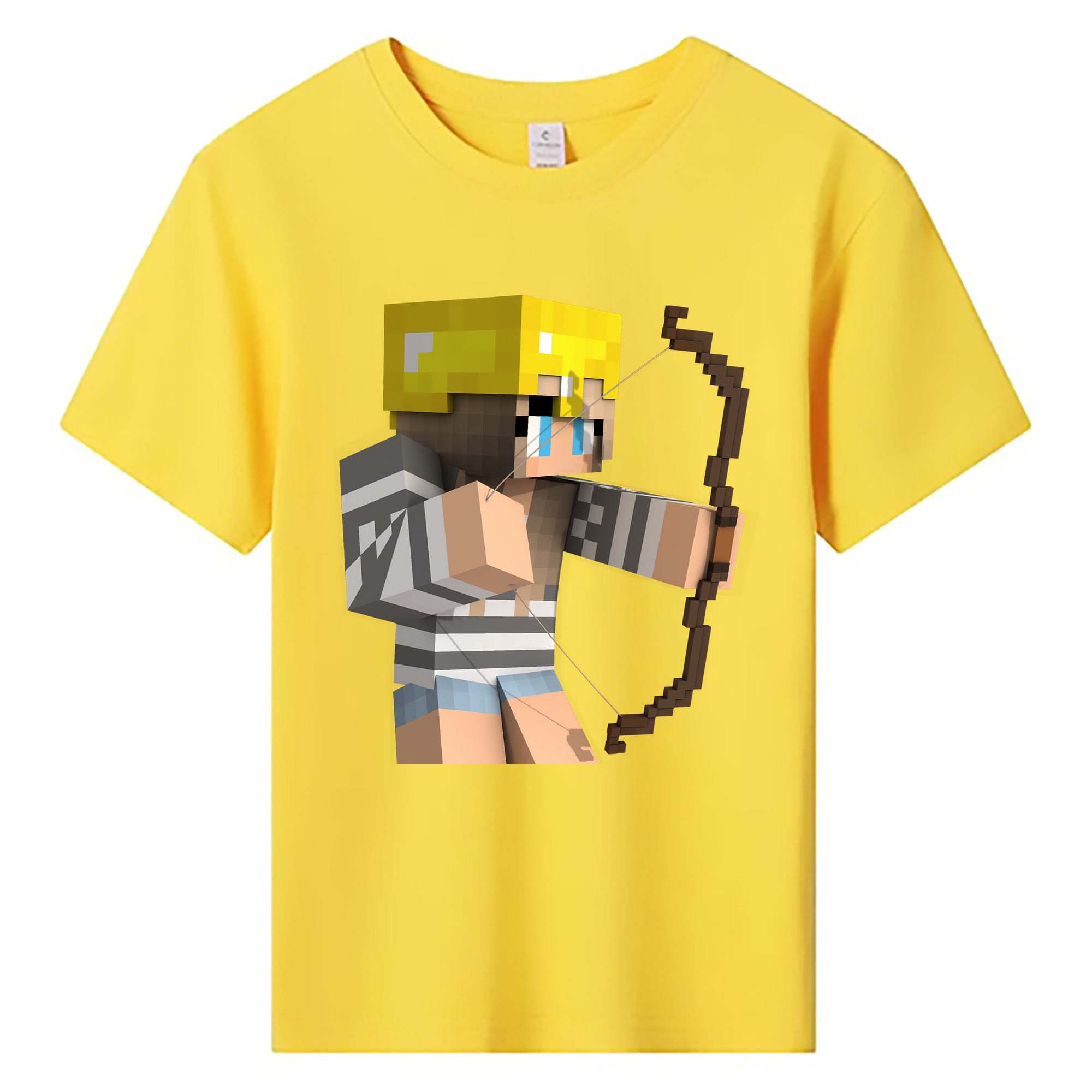 （画像用） マインクラフト ブロックの世界 Minecraft MC Block world 綿100％キッズTシャツ（フロントプリント）