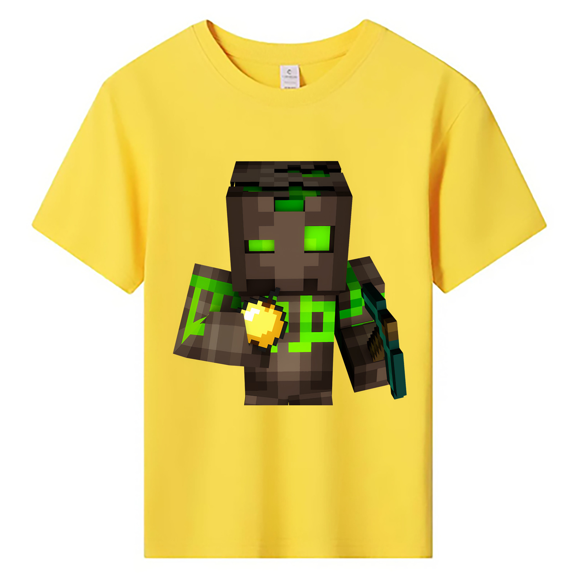 （画像用） マインクラフト ブロックの世界 Minecraft MC Block world 綿100％キッズTシャツ（フロントプリント）