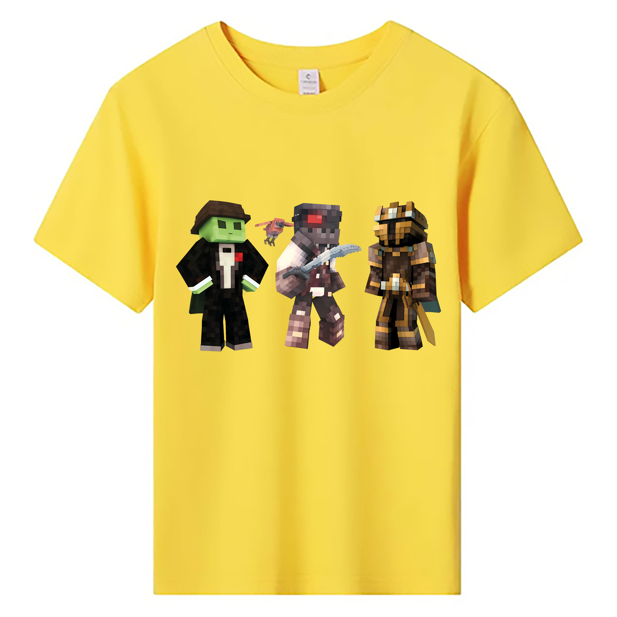 （画像用） マインクラフト ブロックの世界 Minecraft MC Block world 綿100％キッズTシャツ（フロントプリント）