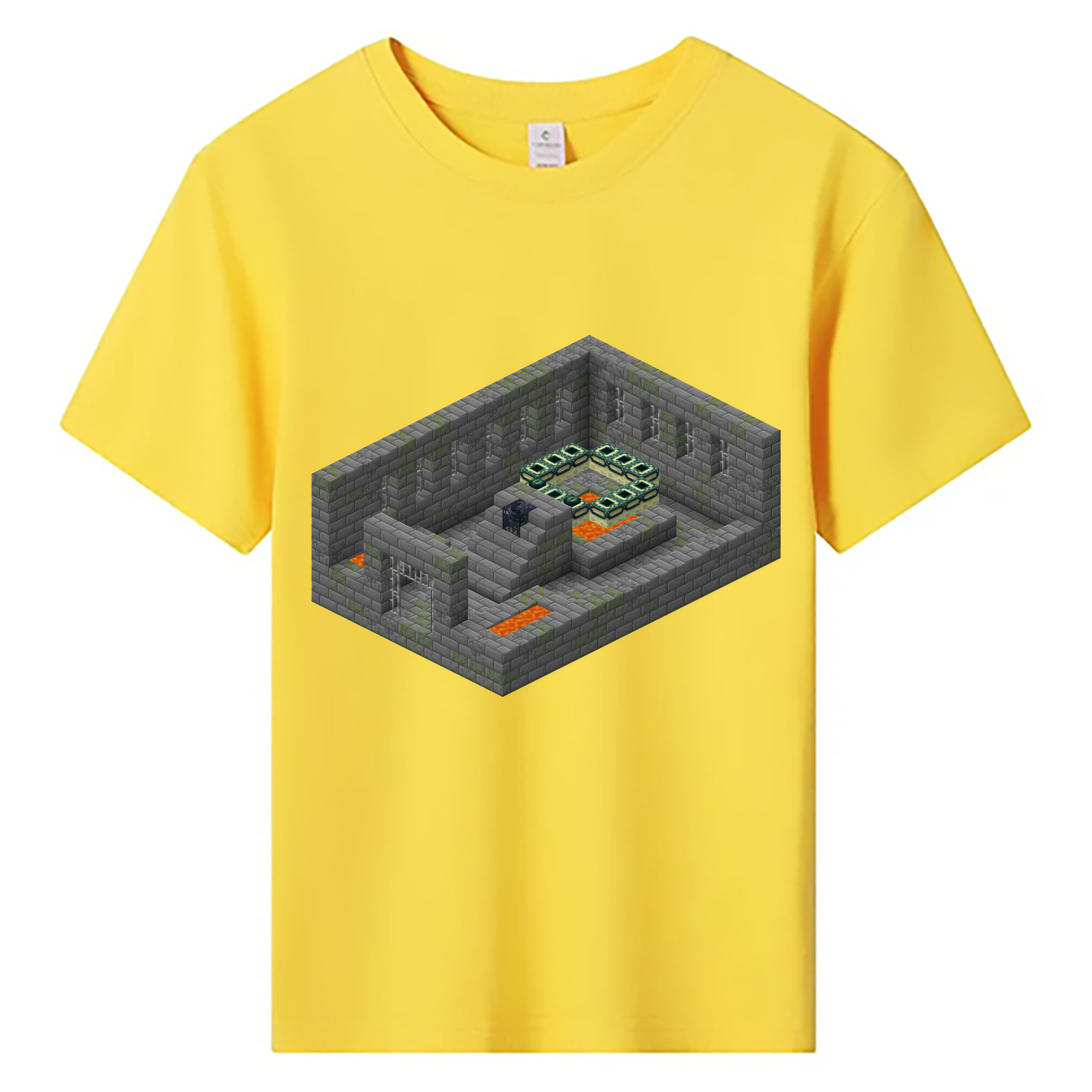 （画像用） マインクラフト ブロックの世界 Minecraft MC Block world 綿100％キッズTシャツ（フロントプリント）