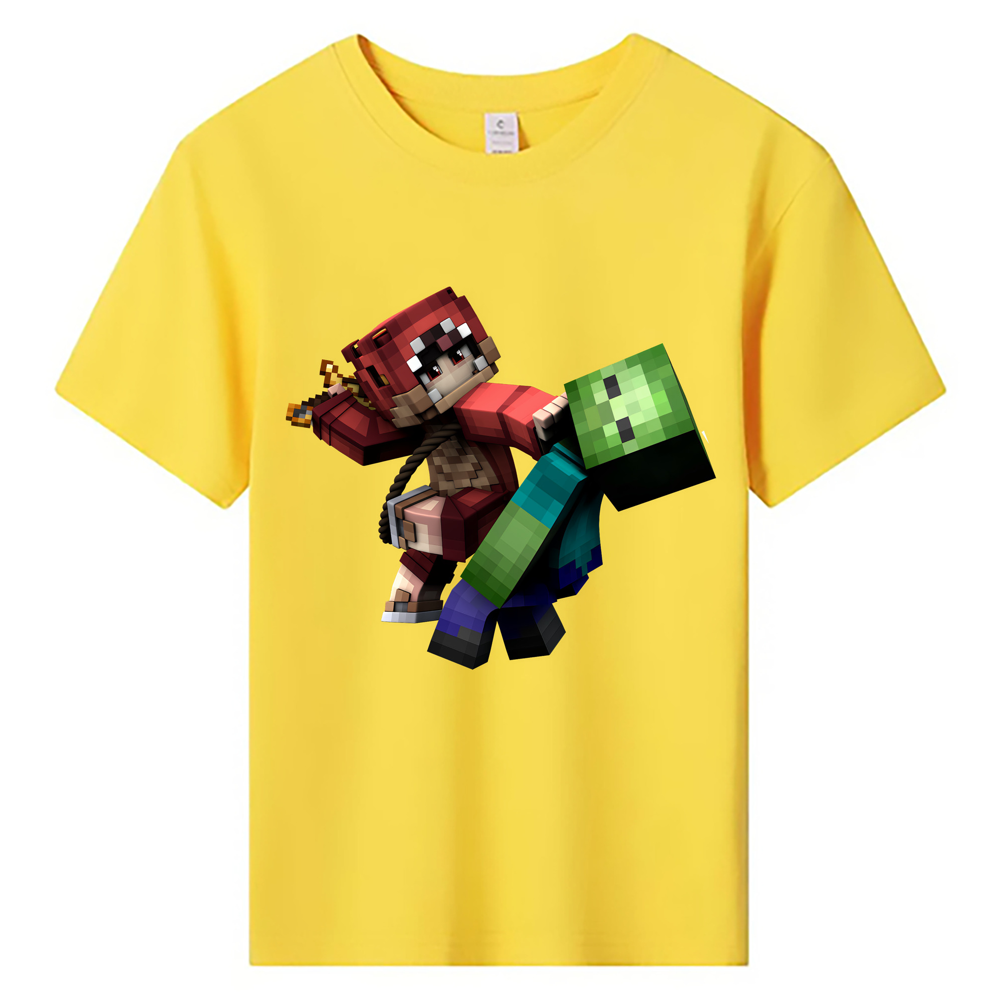 （画像用） マインクラフト ブロックの世界 Minecraft MC Block world 綿100％キッズTシャツ（フロントプリント）