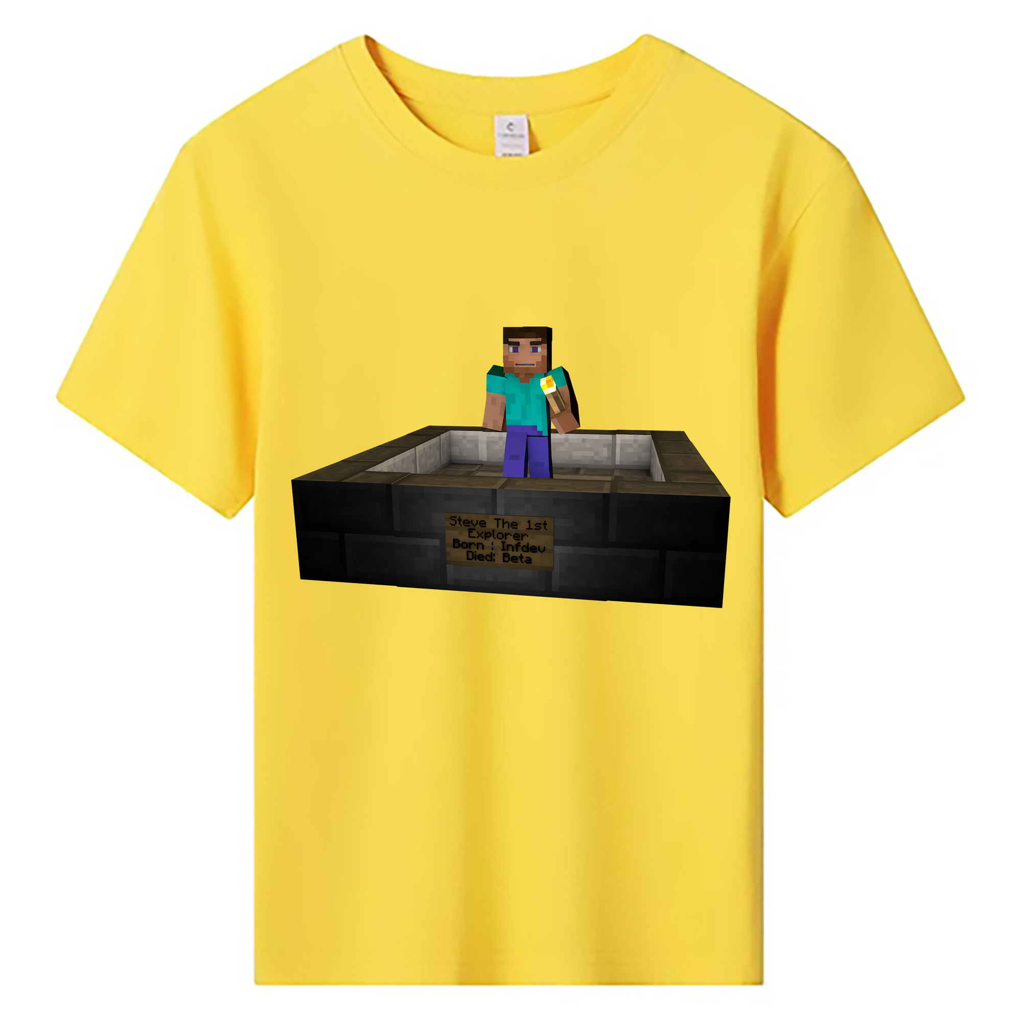 （画像用） マインクラフト ブロックの世界 Minecraft MC Block world 綿100％キッズTシャツ（フロントプリント）