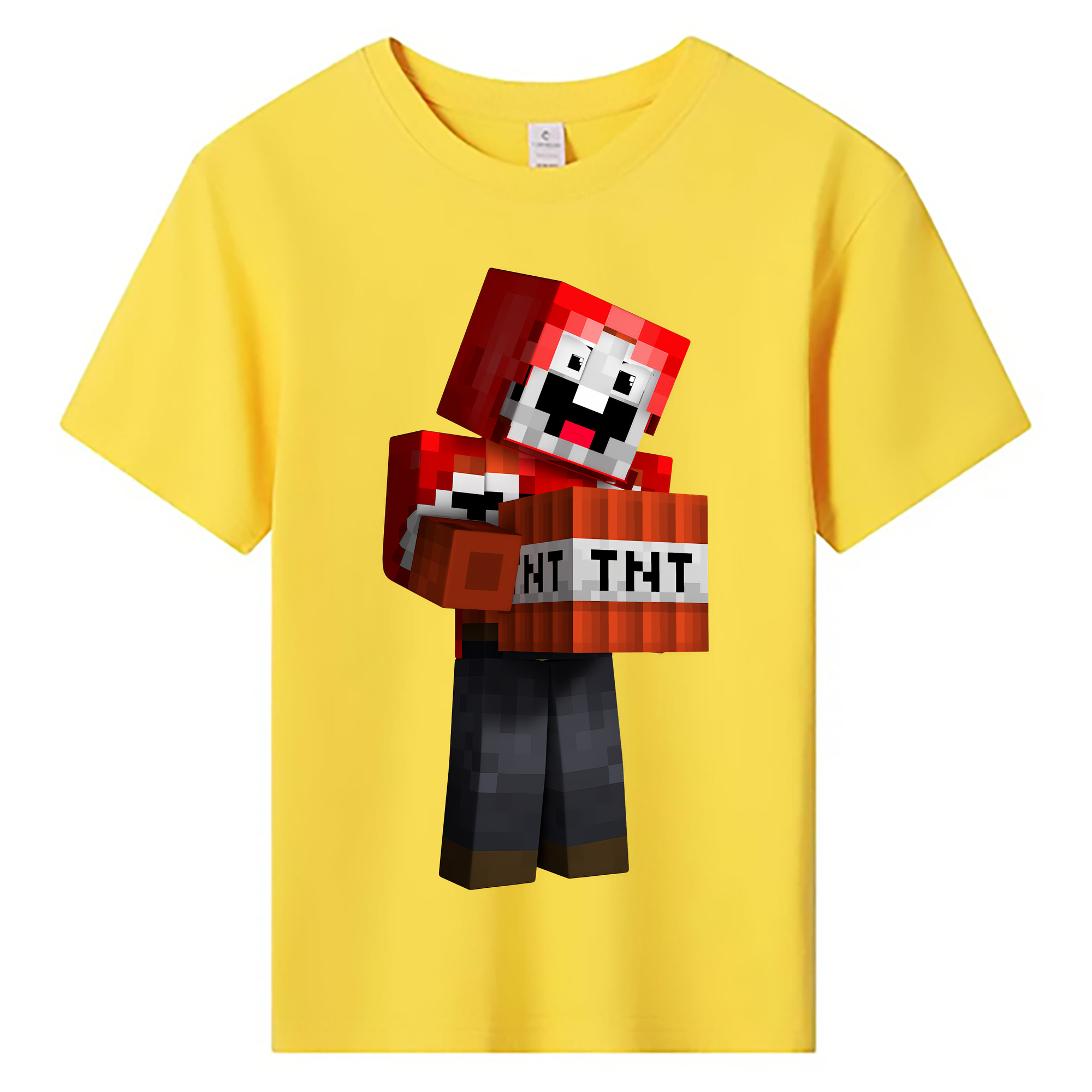 （画像用） マインクラフト ブロックの世界 Minecraft MC Block world 綿100％キッズTシャツ（フロントプリント）