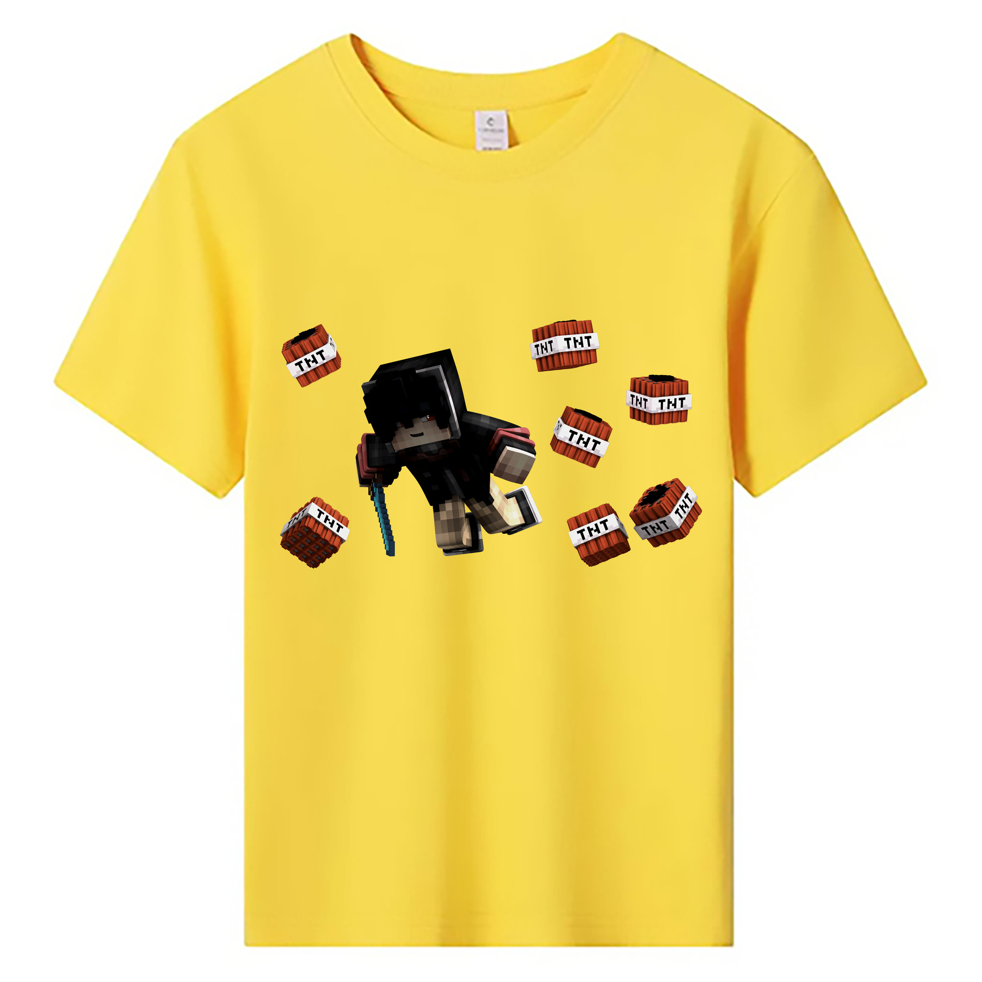 （画像用） マインクラフト ブロックの世界 Minecraft MC Block world 綿100％キッズTシャツ（フロントプリント）