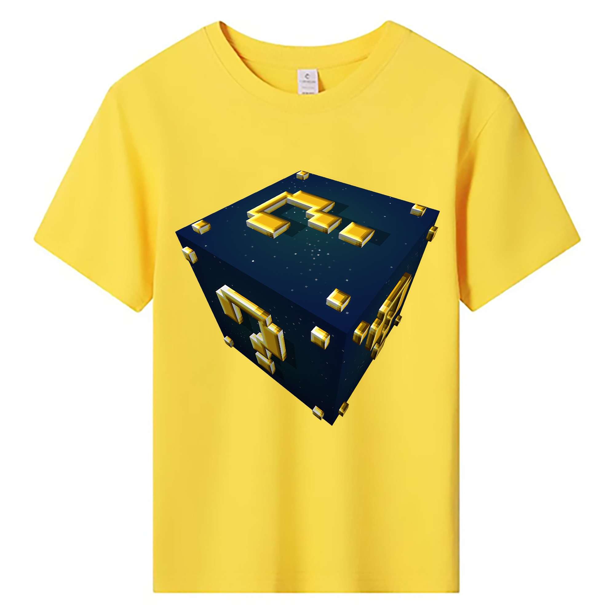 （画像用） マインクラフト ブロックの世界 Minecraft MC Block world 綿100％キッズTシャツ（フロントプリント）