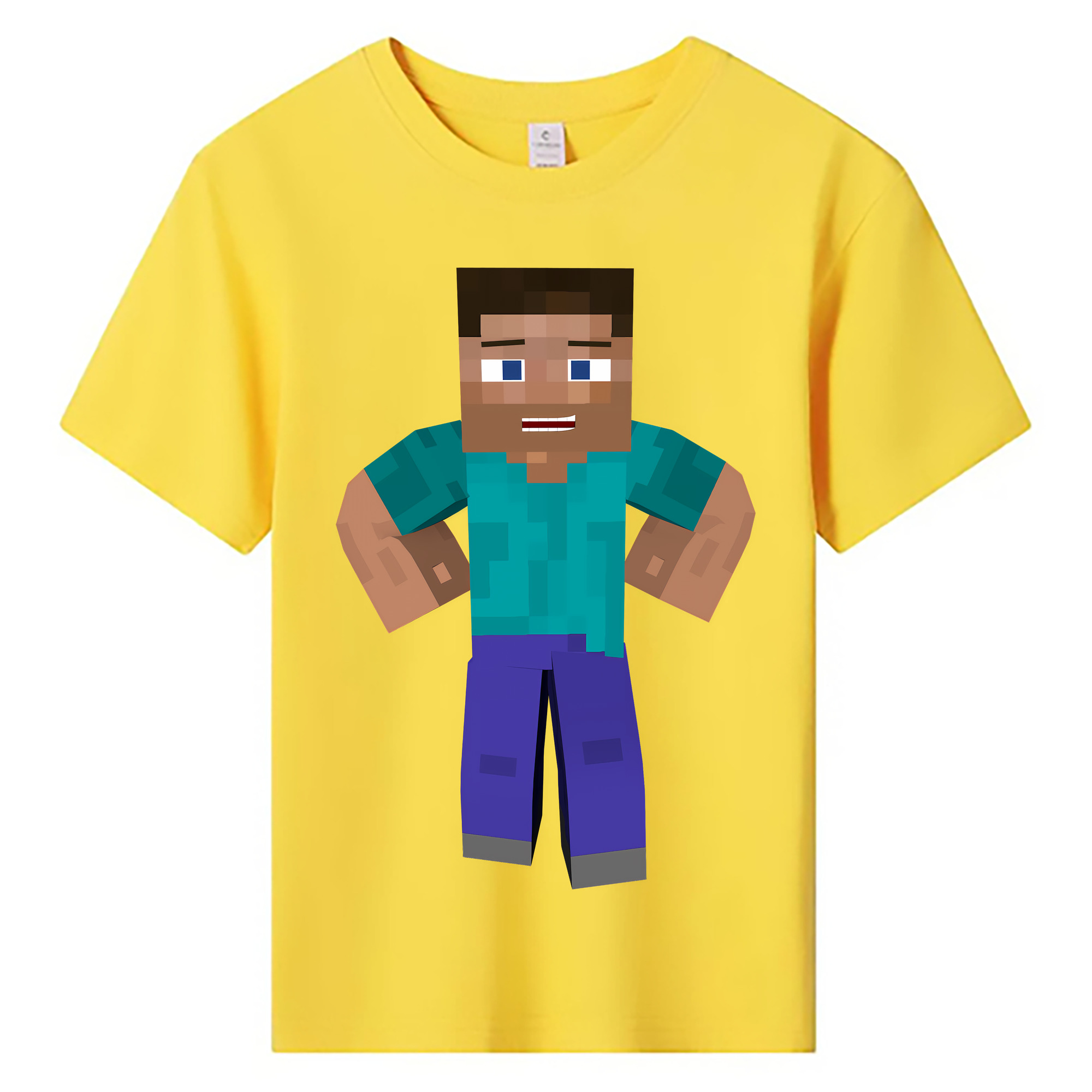 （画像用） マインクラフト ブロックの世界 Minecraft MC Block world 綿100％キッズTシャツ（フロントプリント）