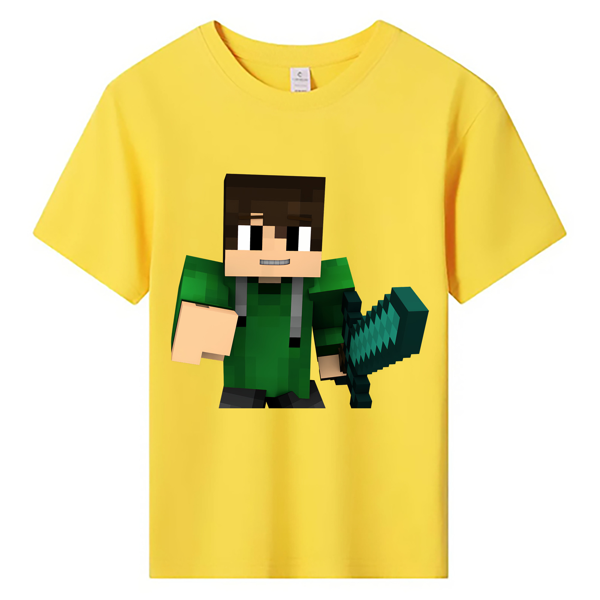 （画像用） マインクラフト ブロックの世界 Minecraft MC Block world 綿100％キッズTシャツ（フロントプリント）