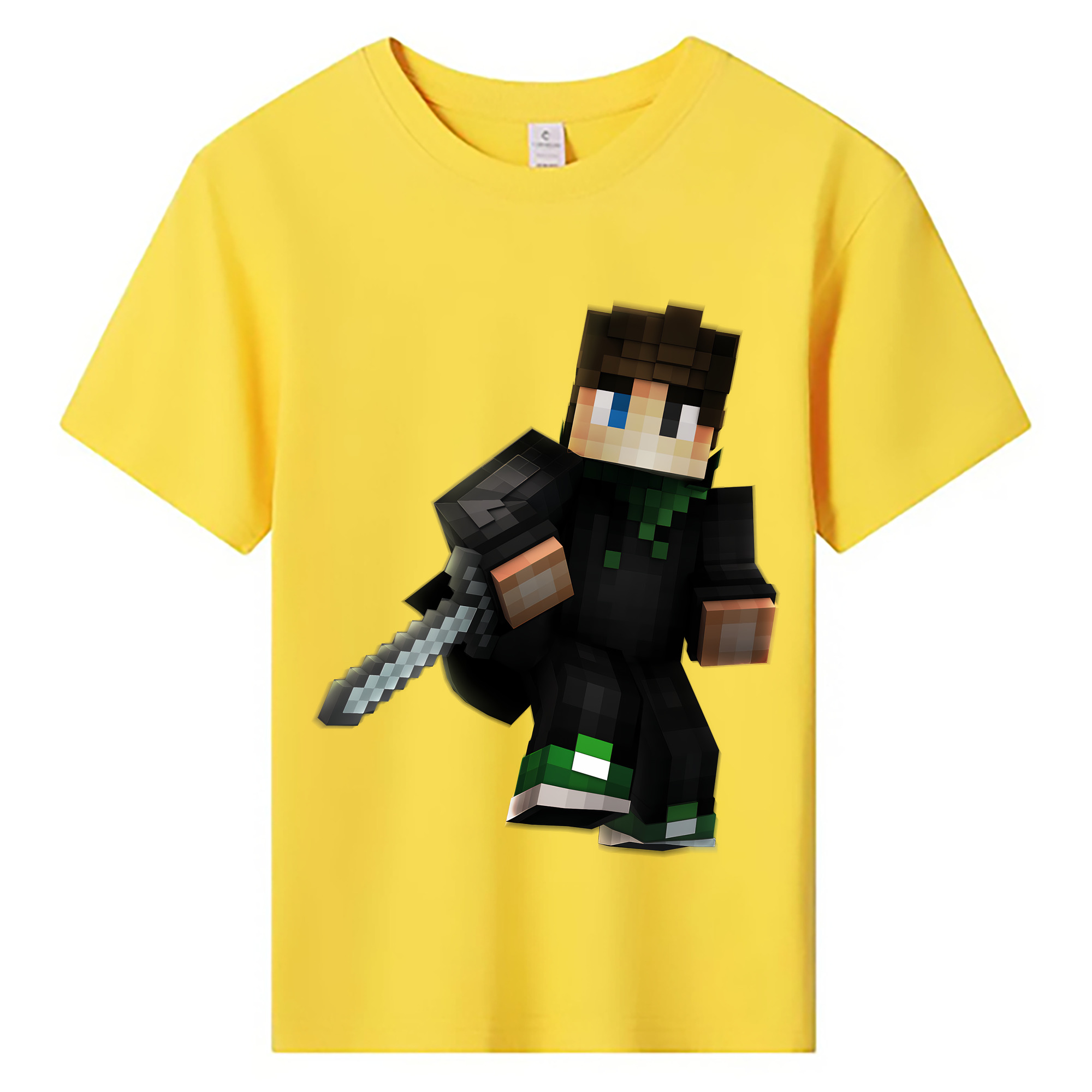 （画像用） マインクラフト ブロックの世界 Minecraft MC Block world 綿100％キッズTシャツ（フロントプリント）