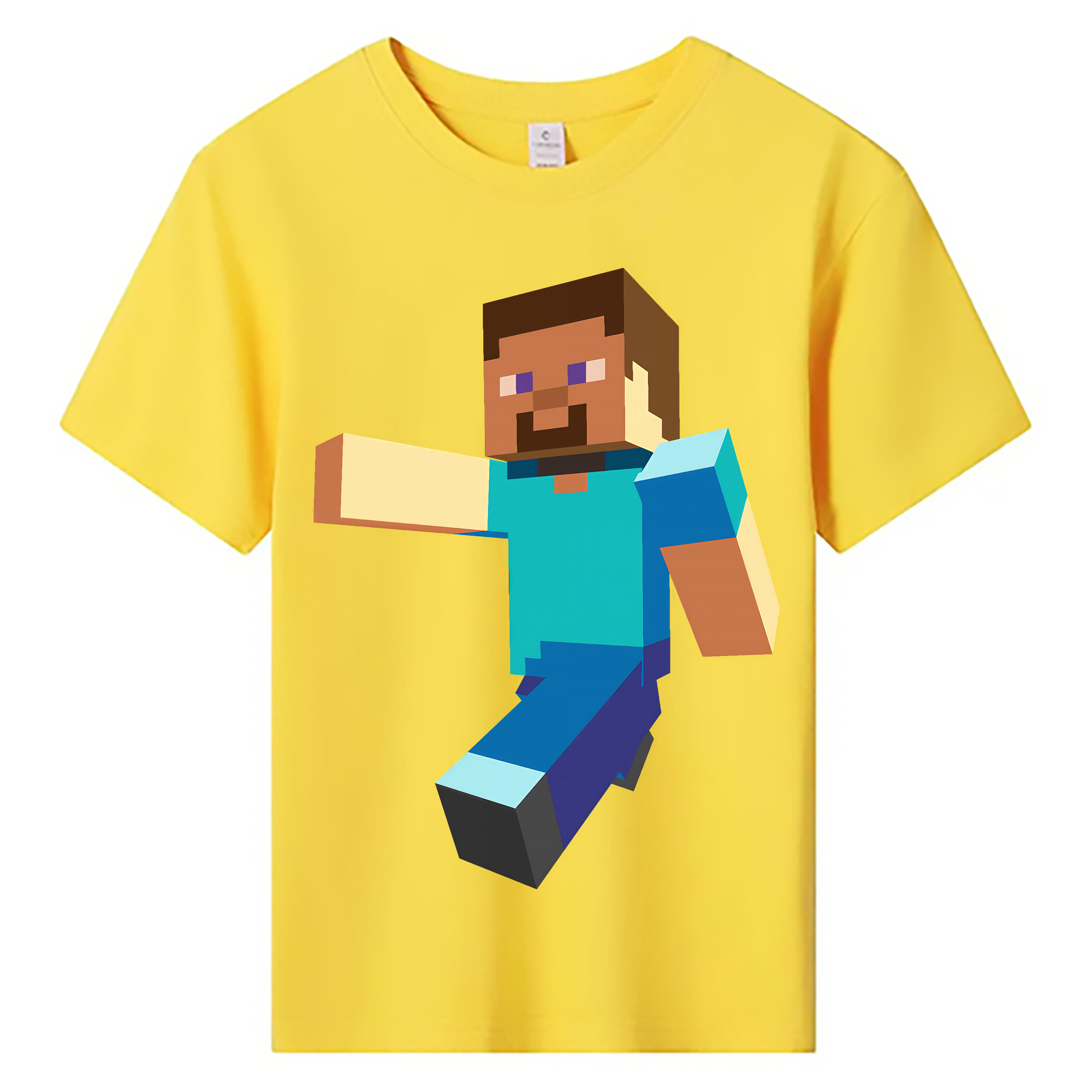 （画像用） マインクラフト ブロックの世界 Minecraft MC Block world 綿100％キッズTシャツ（フロントプリント）