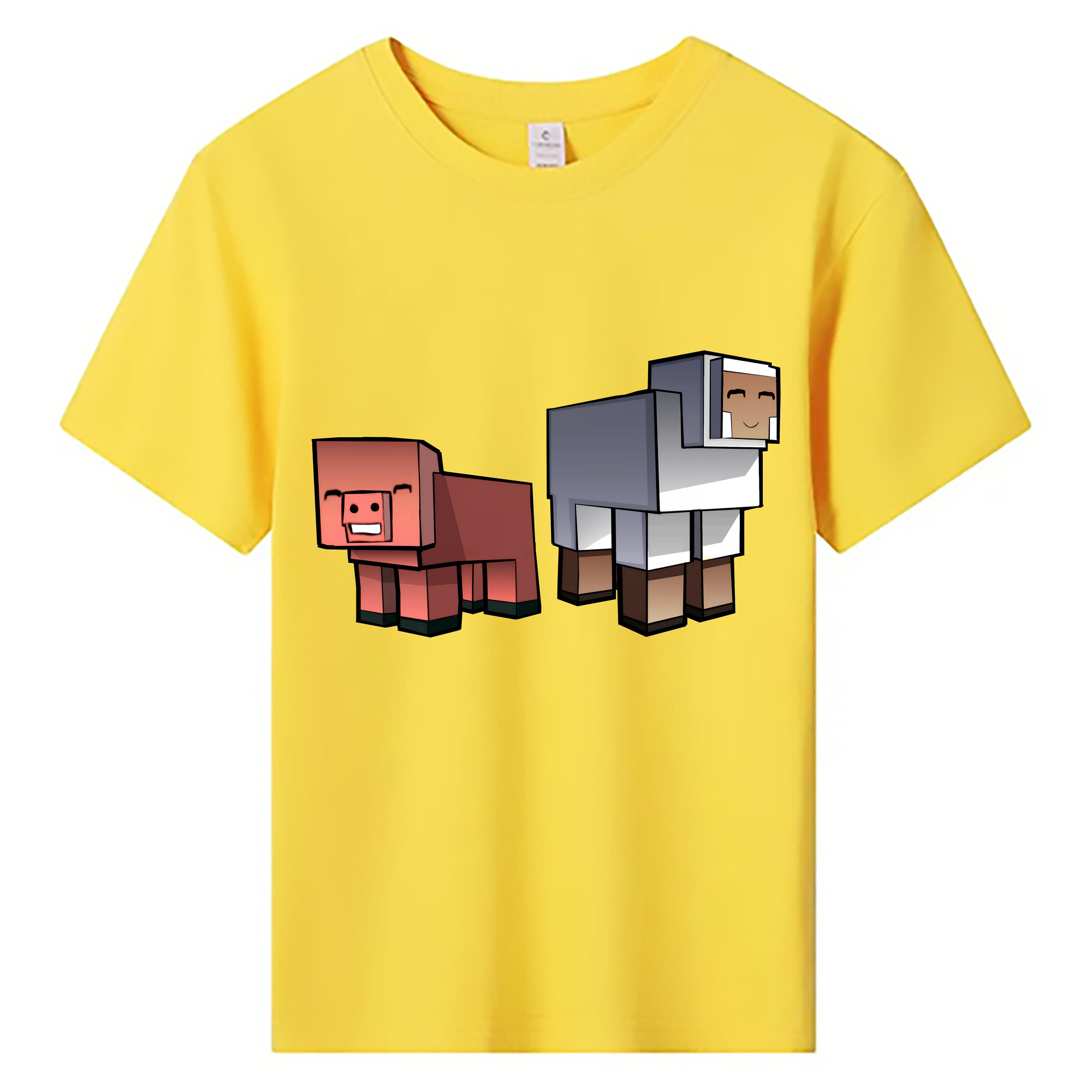 （画像用） マインクラフト ブロックの世界 Minecraft MC Block world 綿100％キッズTシャツ（フロントプリント）
