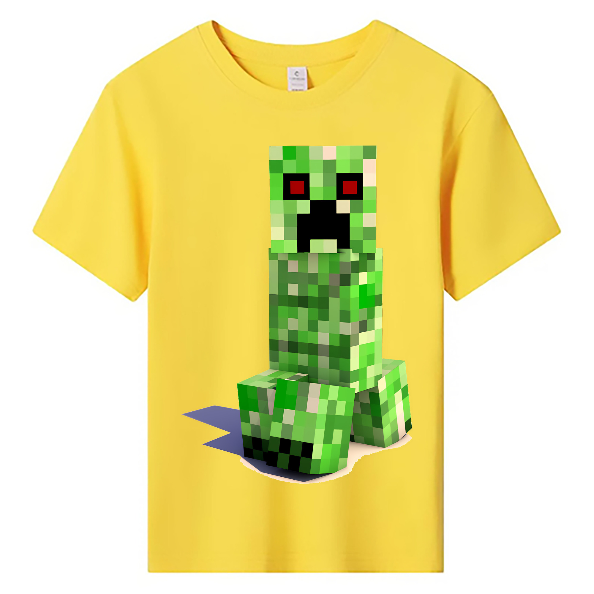 （画像用） マインクラフト ブロックの世界 Minecraft MC Block world 綿100％キッズTシャツ（フロントプリント）