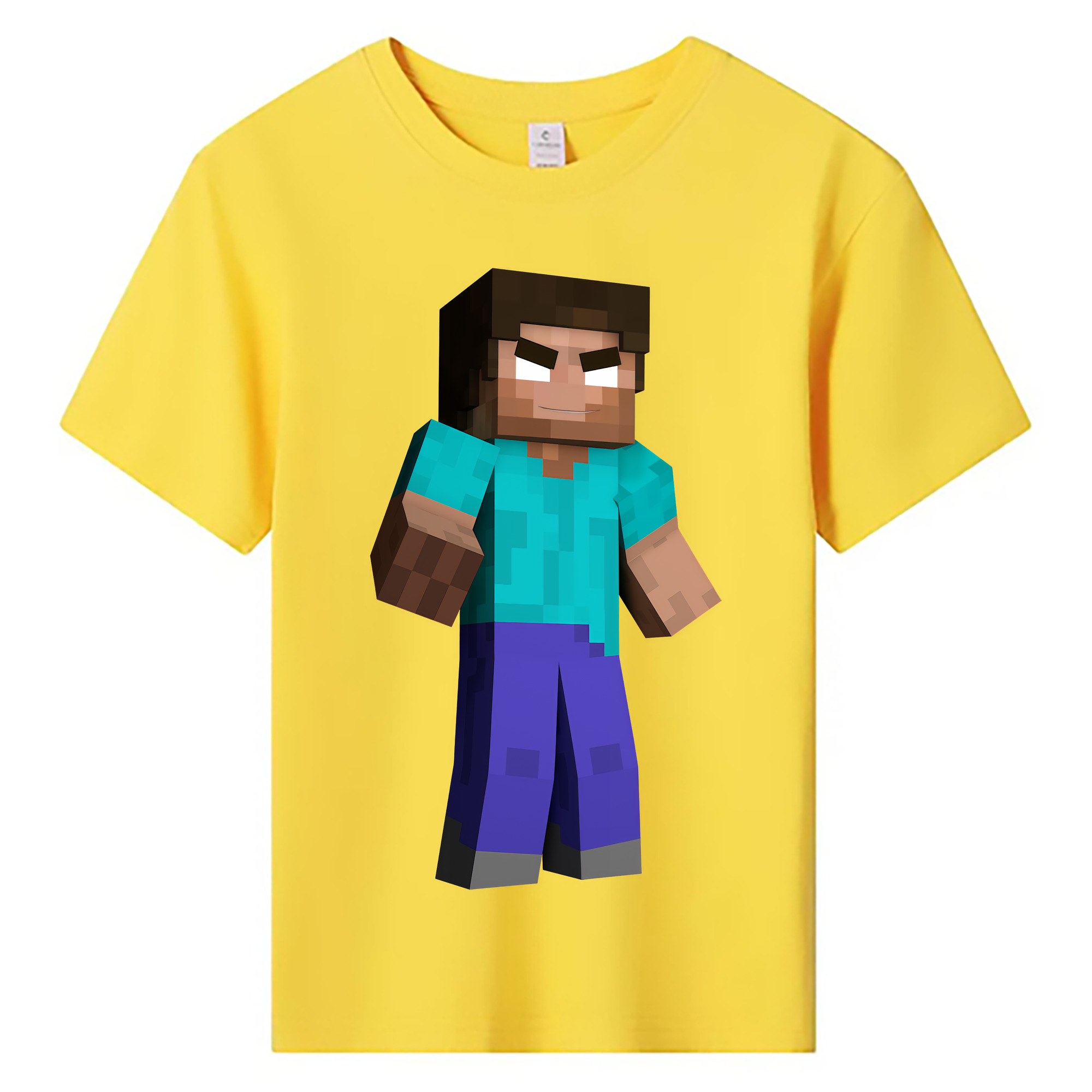 （画像用） マインクラフト ブロックの世界 Minecraft MC Block world 綿100％キッズTシャツ（フロントプリント）