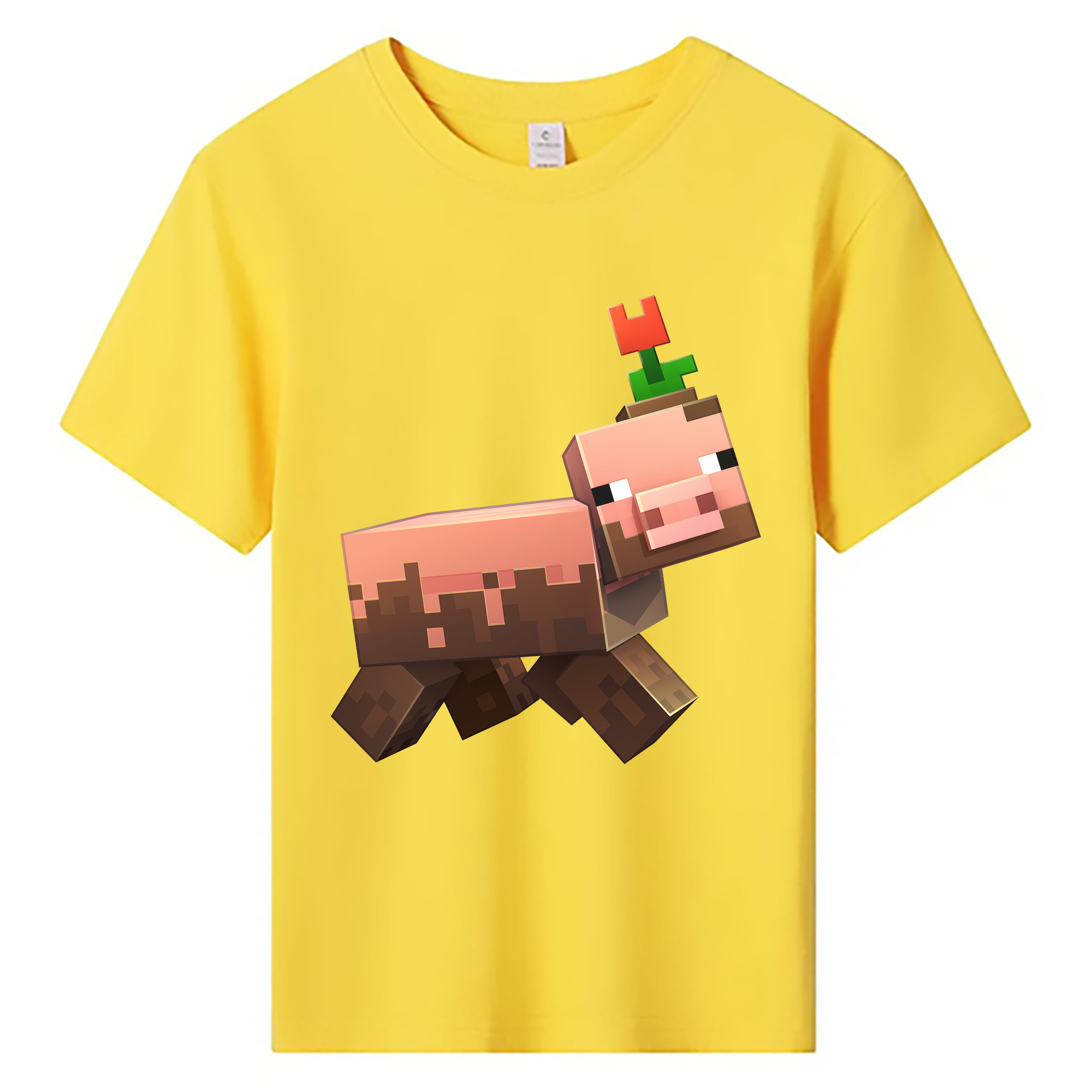 （画像用） マインクラフト ブロックの世界 Minecraft MC Block world 綿100％キッズTシャツ（フロントプリント）