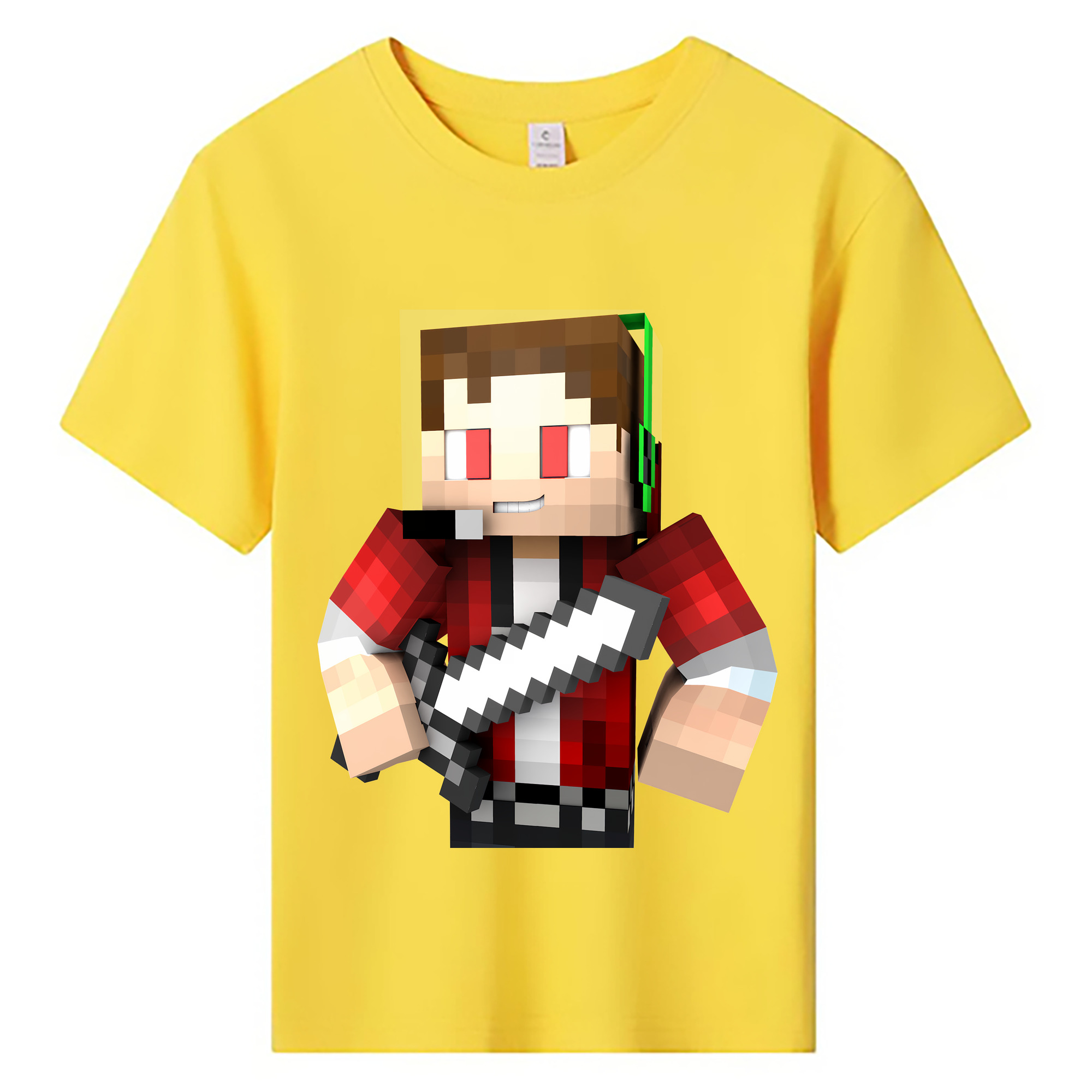 （画像用） マインクラフト ブロックの世界 Minecraft MC Block world 綿100％キッズTシャツ（フロントプリント）
