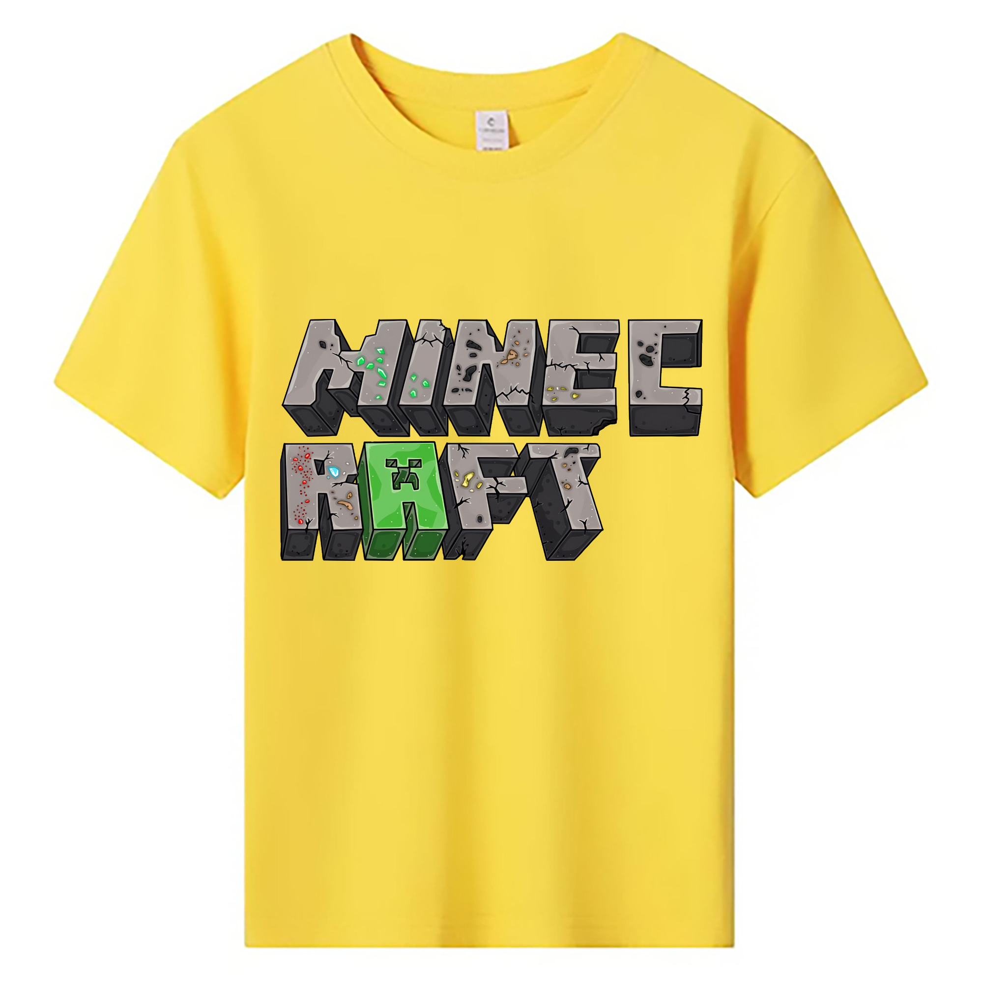 （画像用） マインクラフト ブロックの世界 Minecraft MC Block world 綿100％キッズTシャツ（フロントプリント）