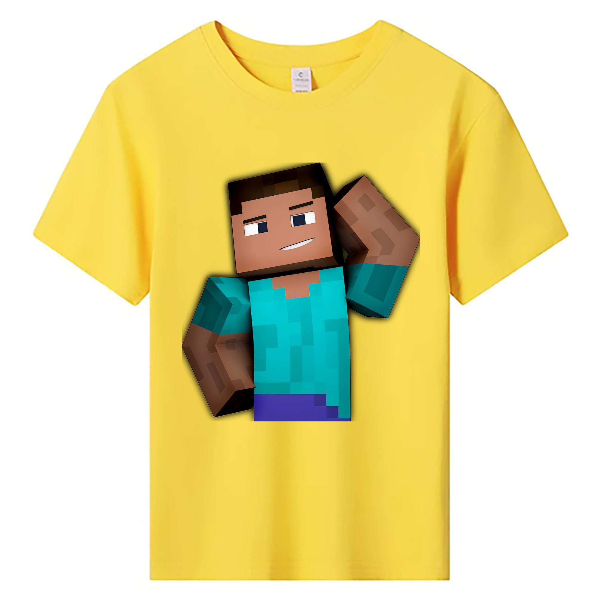 （画像用） マインクラフト ブロックの世界 Minecraft MC Block world 綿100％キッズTシャツ（フロントプリント）