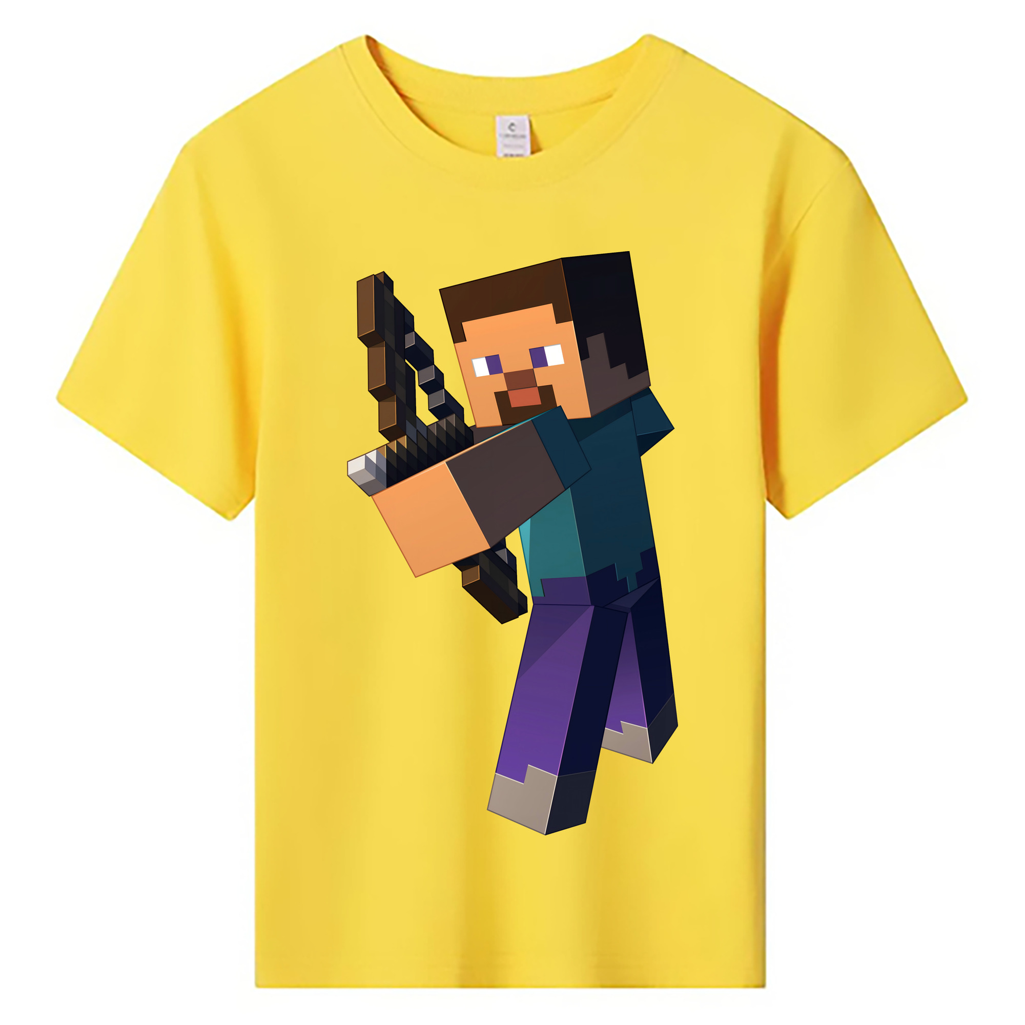 （画像用） マインクラフト ブロックの世界 Minecraft MC Block world 綿100％キッズTシャツ（フロントプリント）
