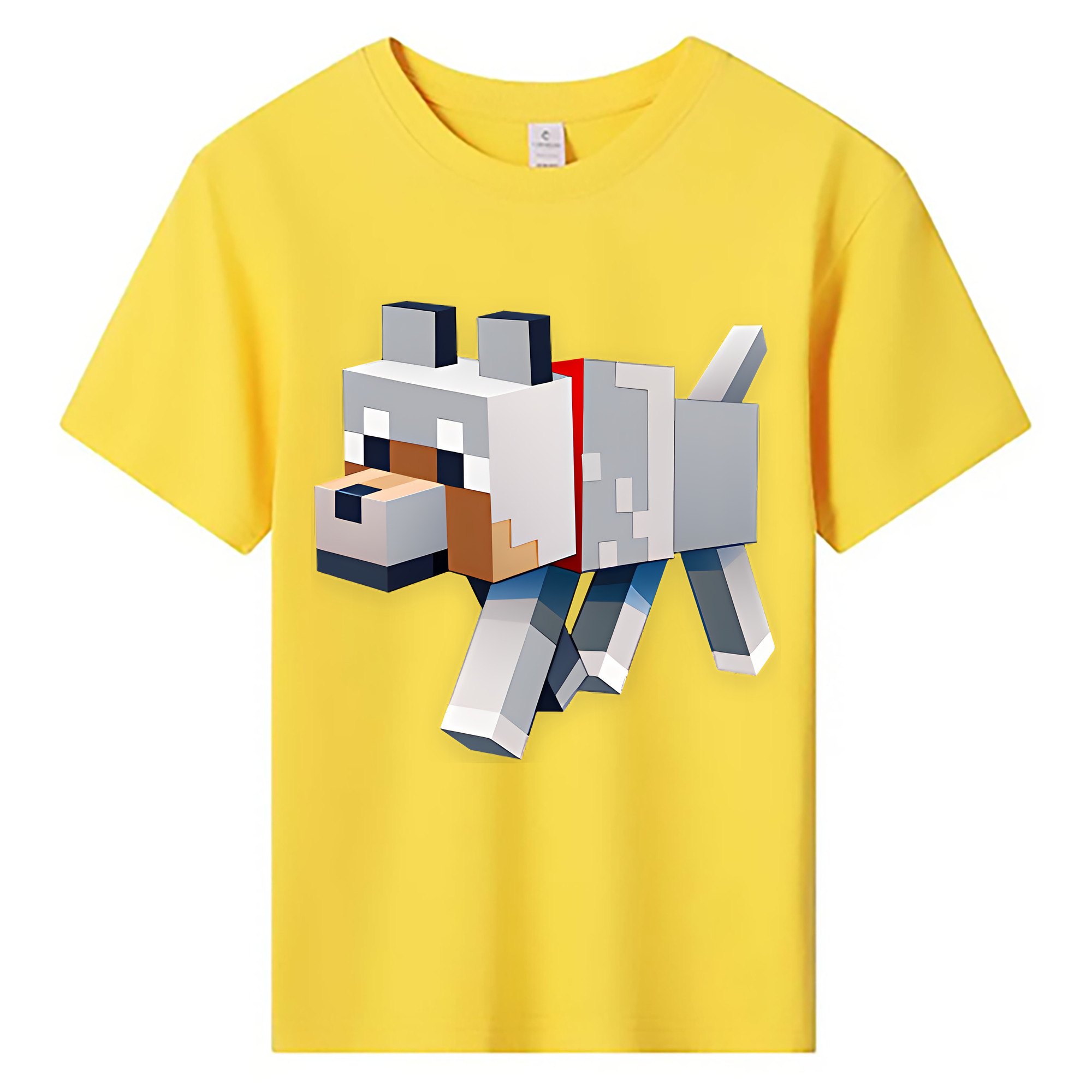 （画像用） マインクラフト ブロックの世界 Minecraft MC Block world 綿100％キッズTシャツ（フロントプリント）