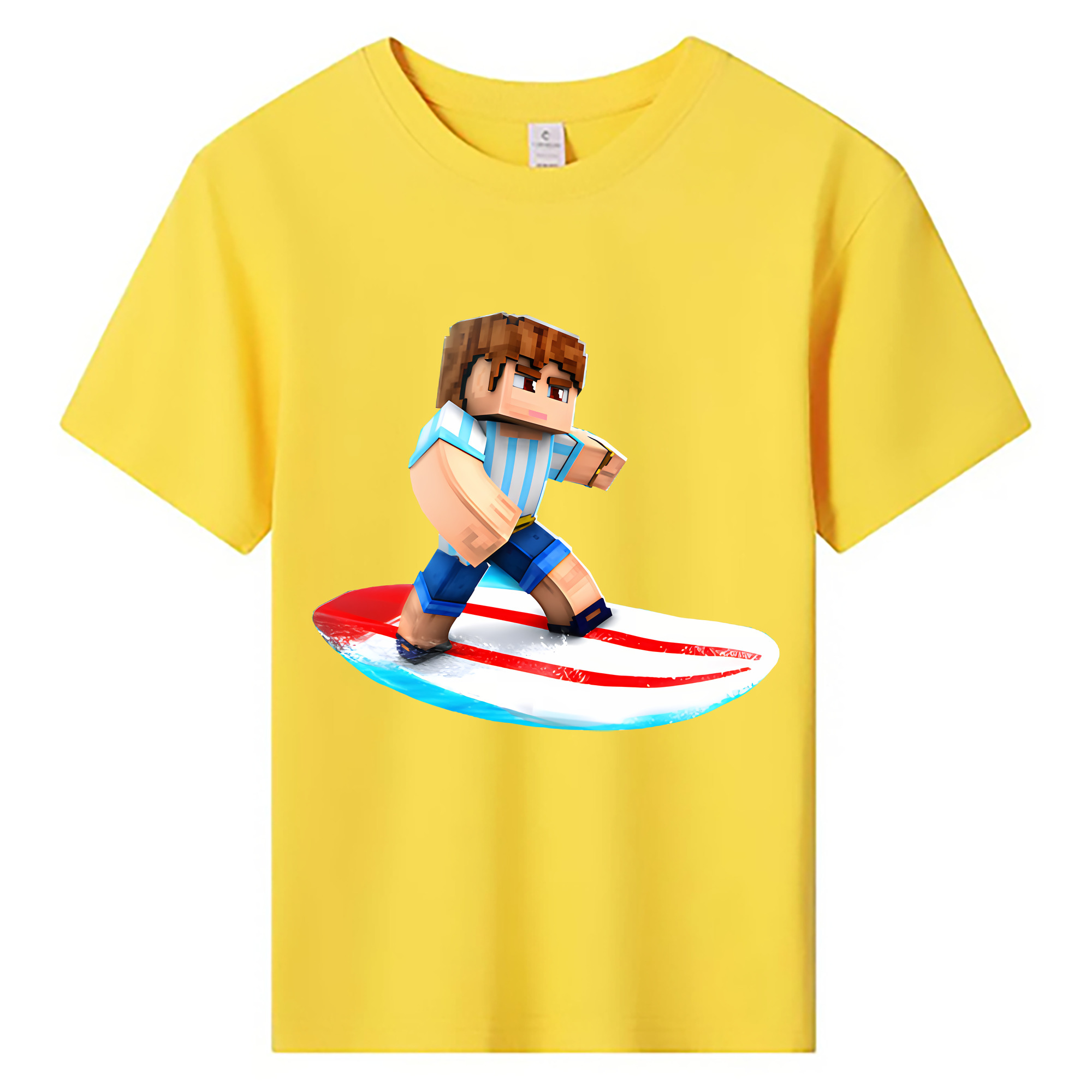 （画像用） マインクラフト ブロックの世界 Minecraft MC Block world 綿100％キッズTシャツ（フロントプリント）