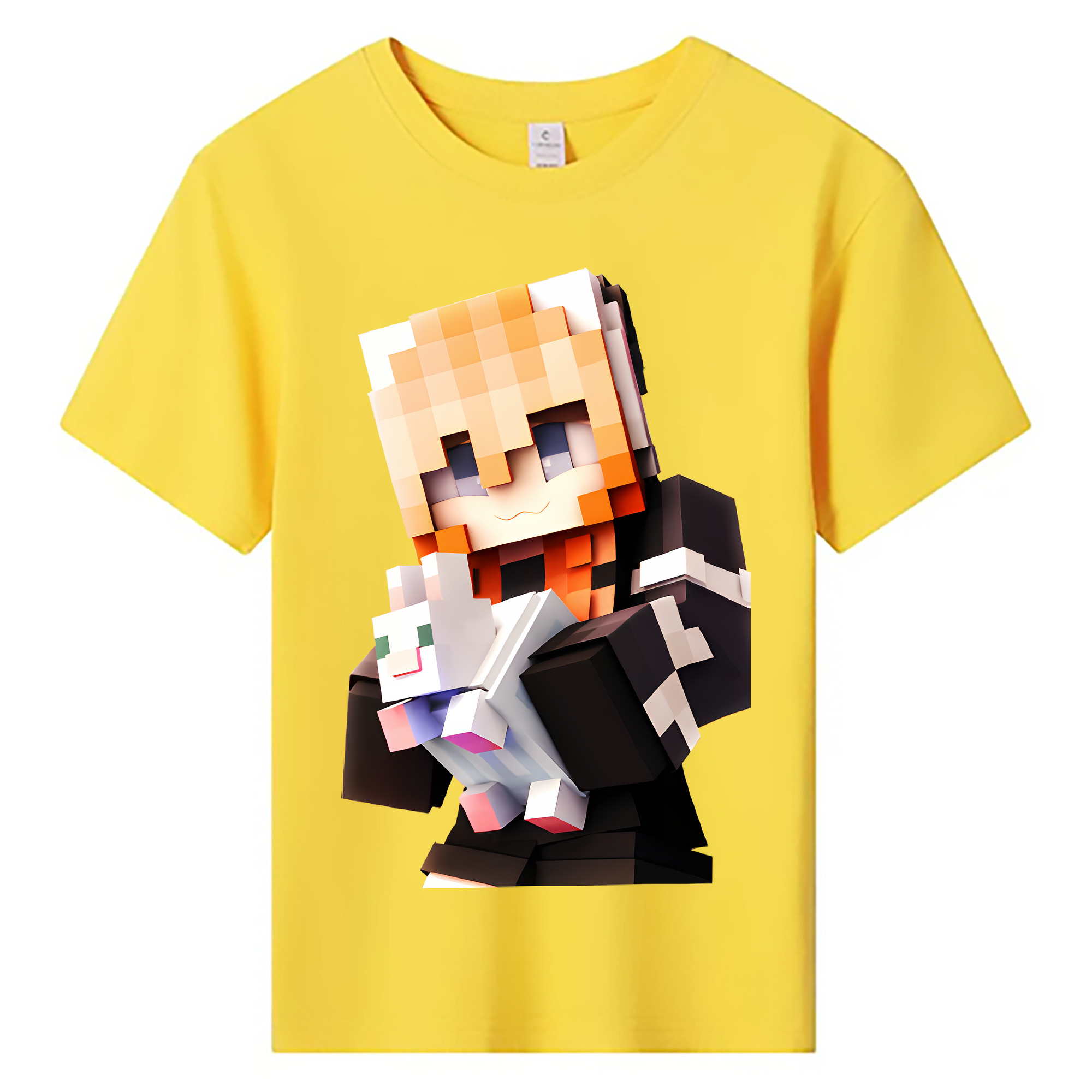 （画像用） マインクラフト ブロックの世界 Minecraft MC Block world 綿100％キッズTシャツ（フロントプリント）
